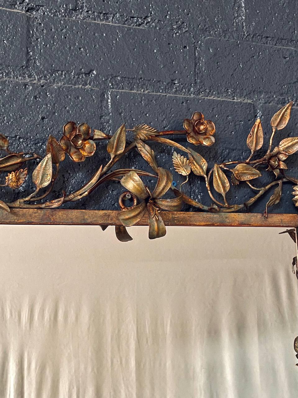 Italian Florentine Gilt Mirror w/ Floral & Ribbon Motifs For Sale 3