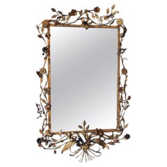 Italian Florentine Gilt Mirror w/ Floral & Ribbon Motifs