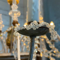 Italian Florentine Giltwood and Crystal Six-Light Chandelier