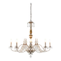 Italian Florentine Giltwood and Crystal Six-Light Chandelier