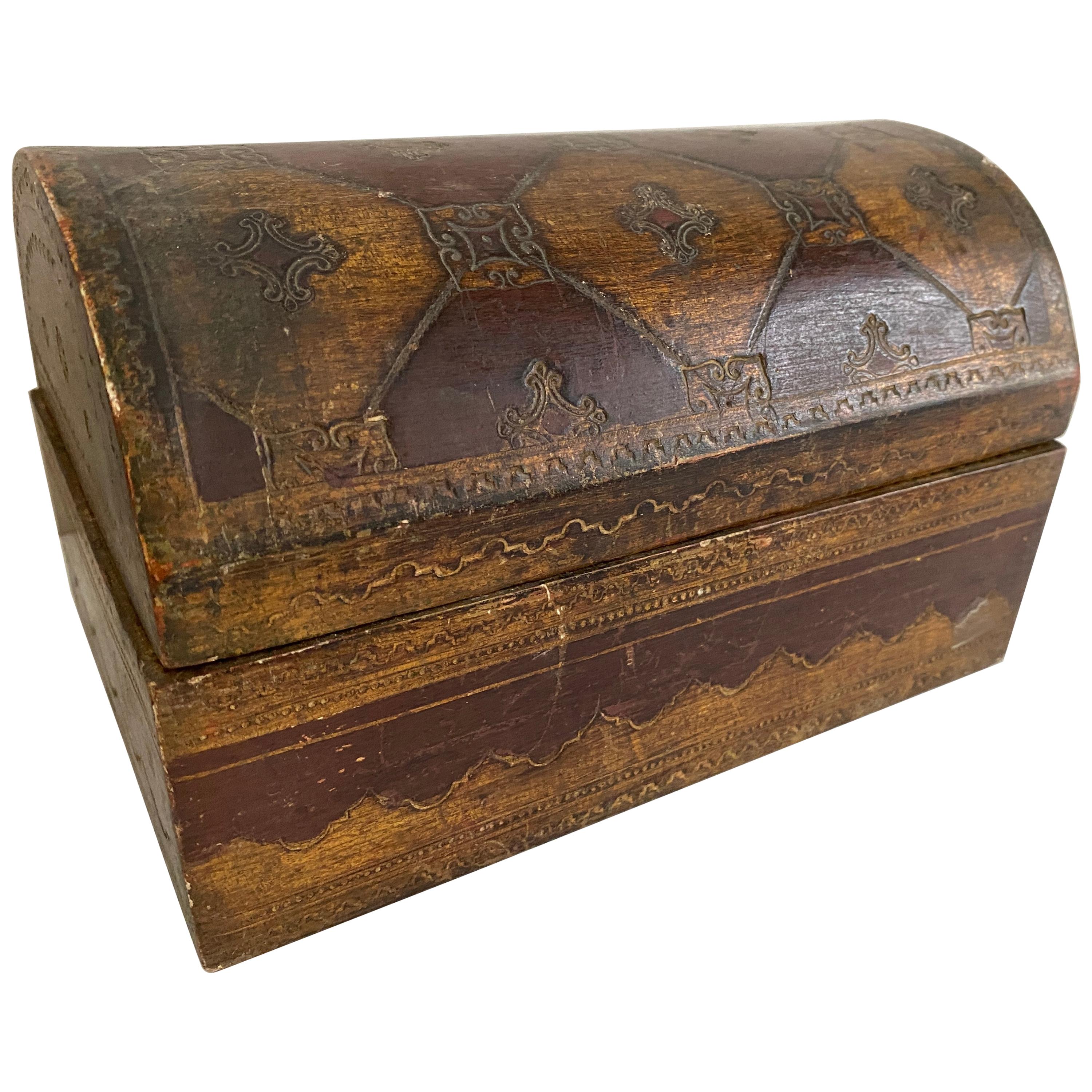 Italian Florentine Giltwood Domed Shaped Box