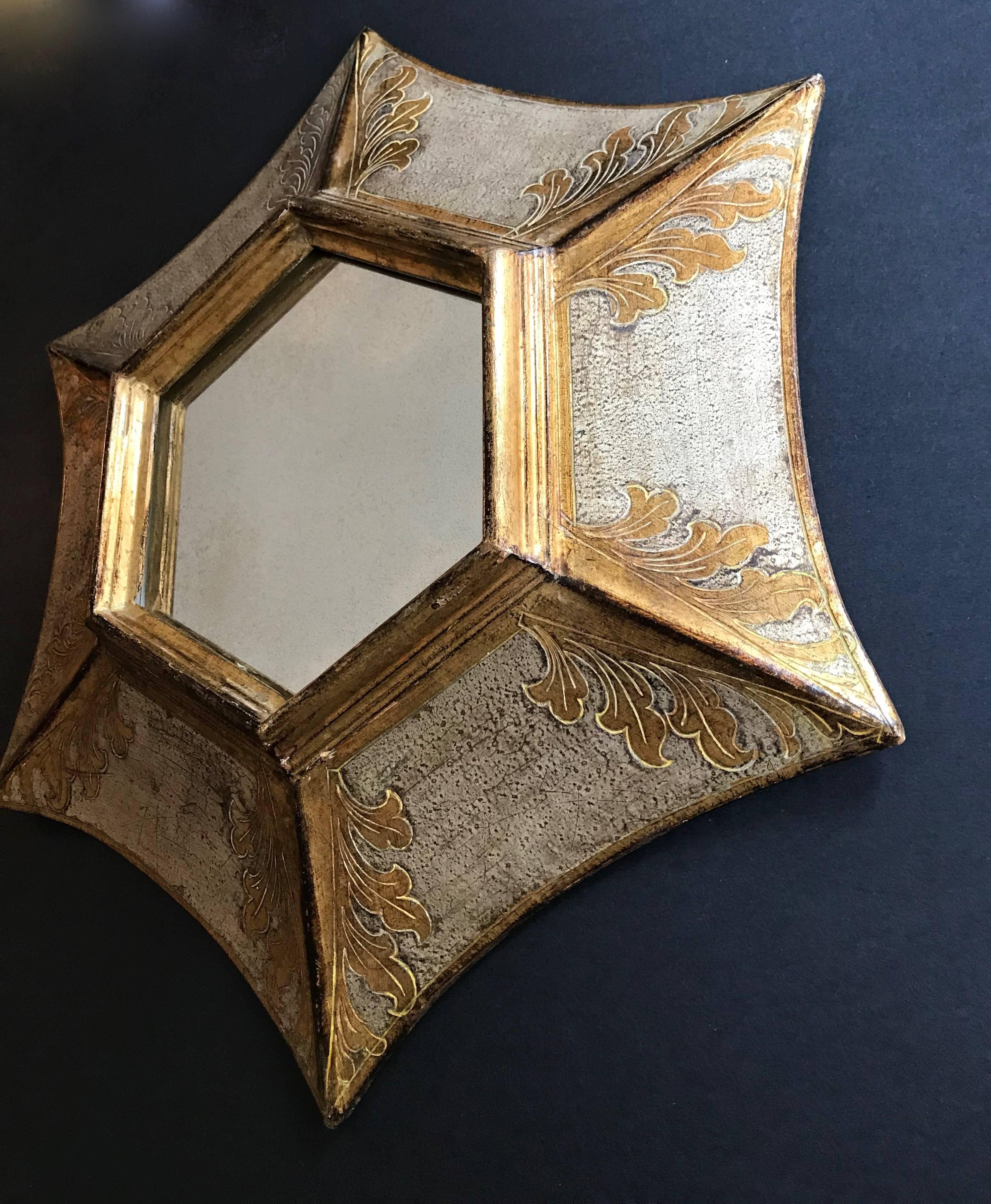 Italian Florentine Giltwood Soleil Sunburst Mirror in Silver and Gold For Sale 4