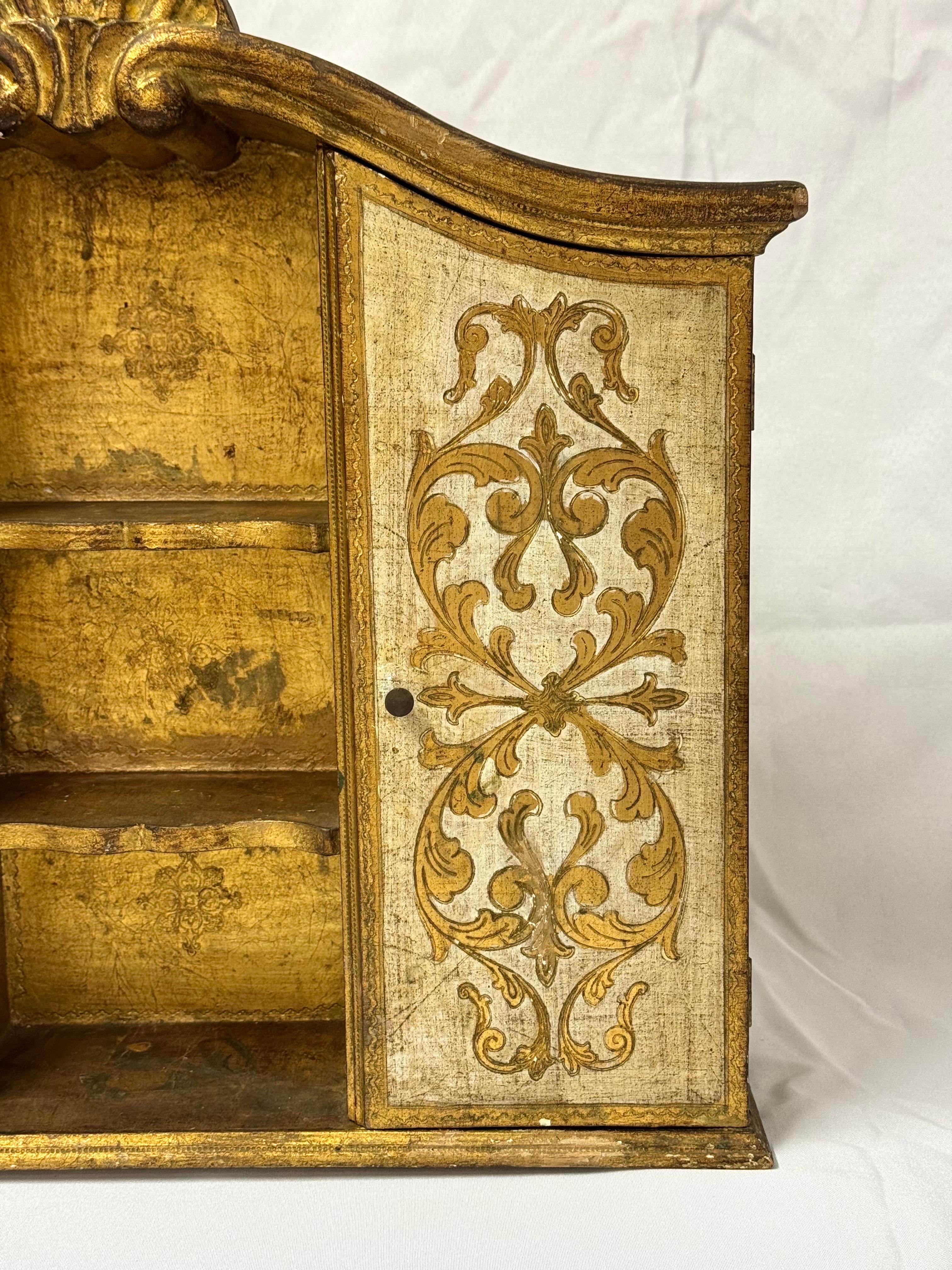 Italian Florentine Giltwood Wall Cabinet For Sale 4