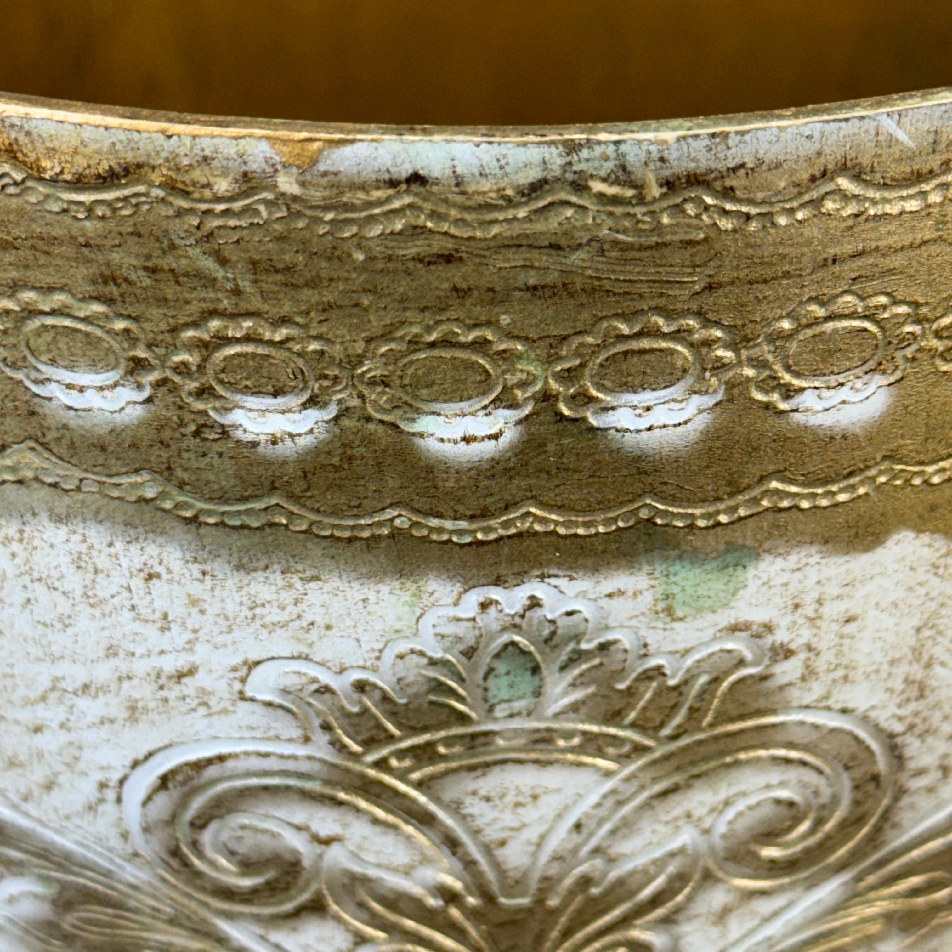 Italian Florentine Gold and Cream Wastebasket Trash Can 5