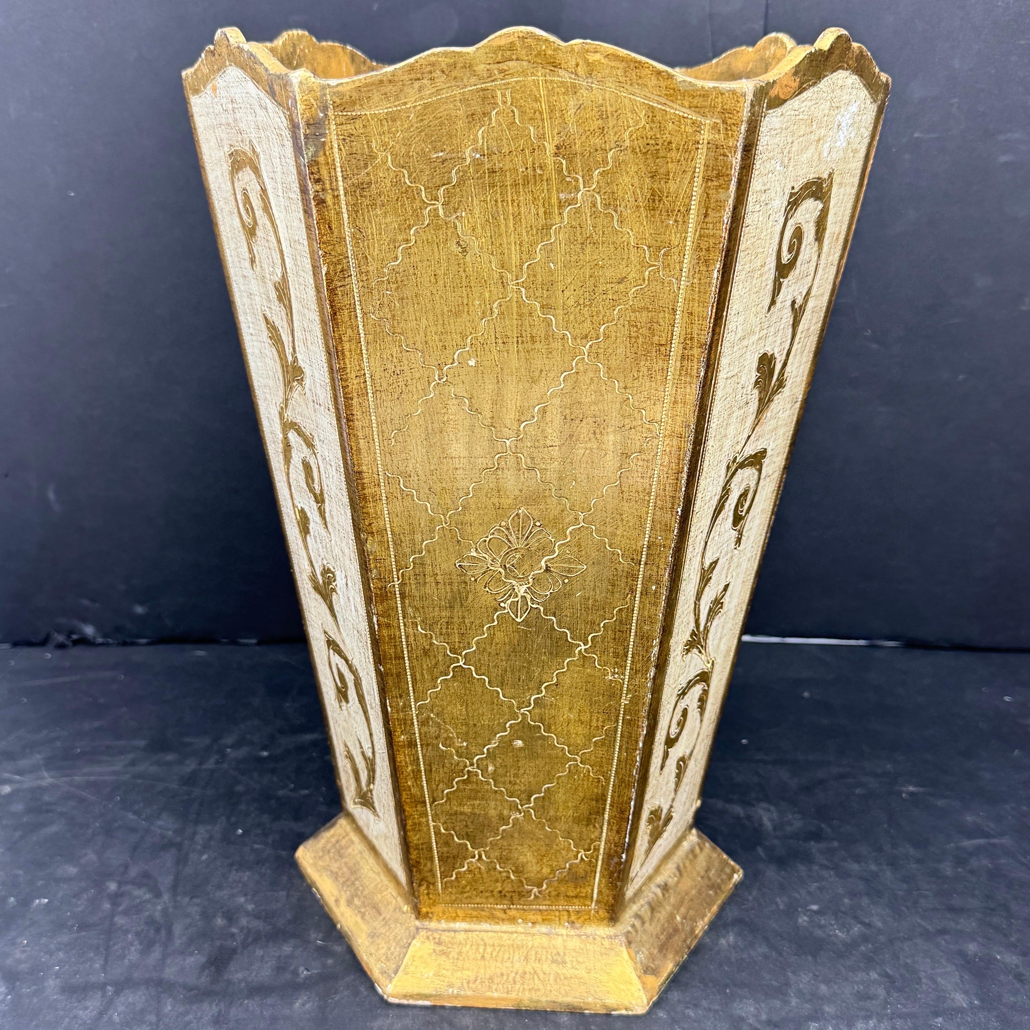 Papelera Florentina Italiana Oro y Crema Dorado en venta