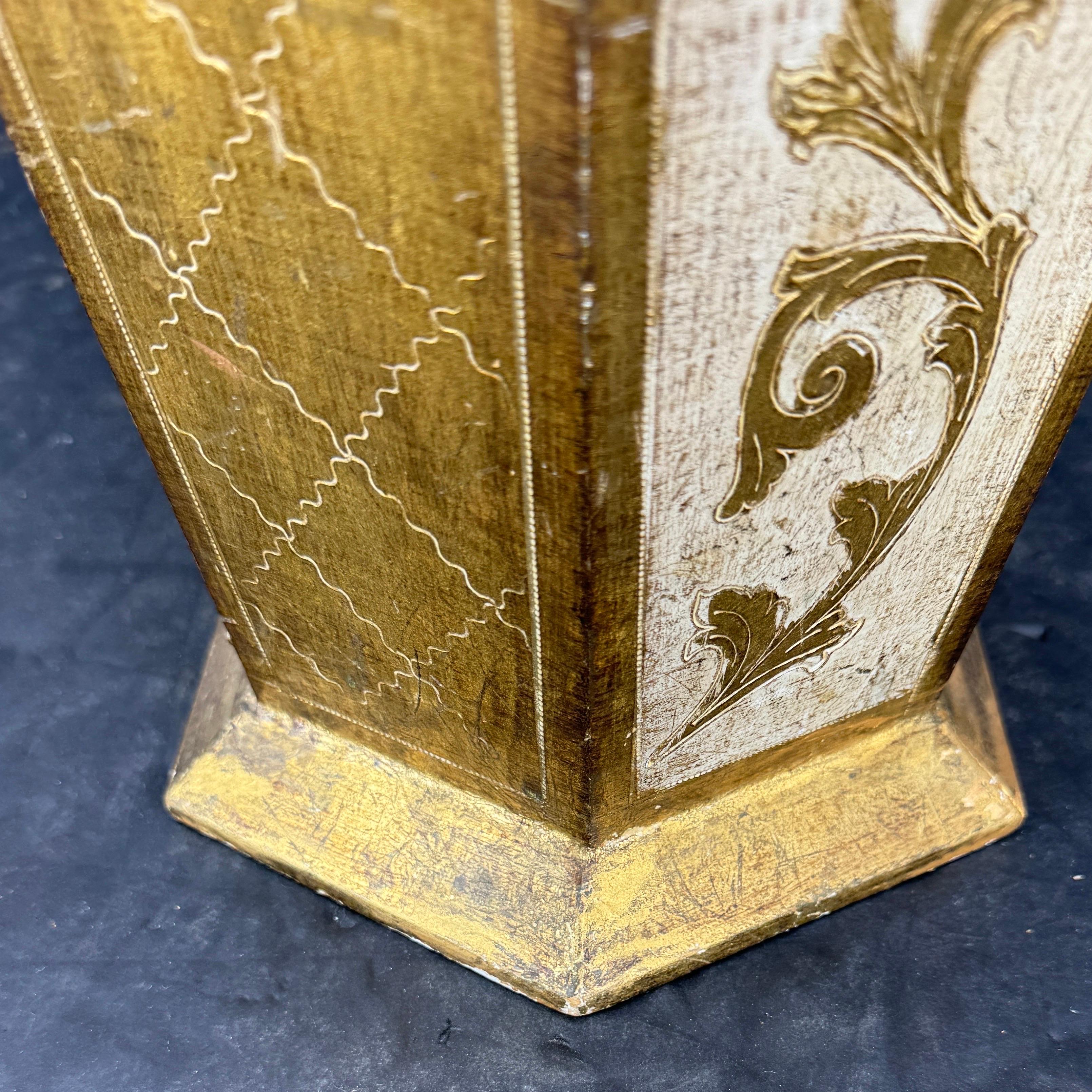 Papelera Florentina Italiana Oro y Crema Madera en venta