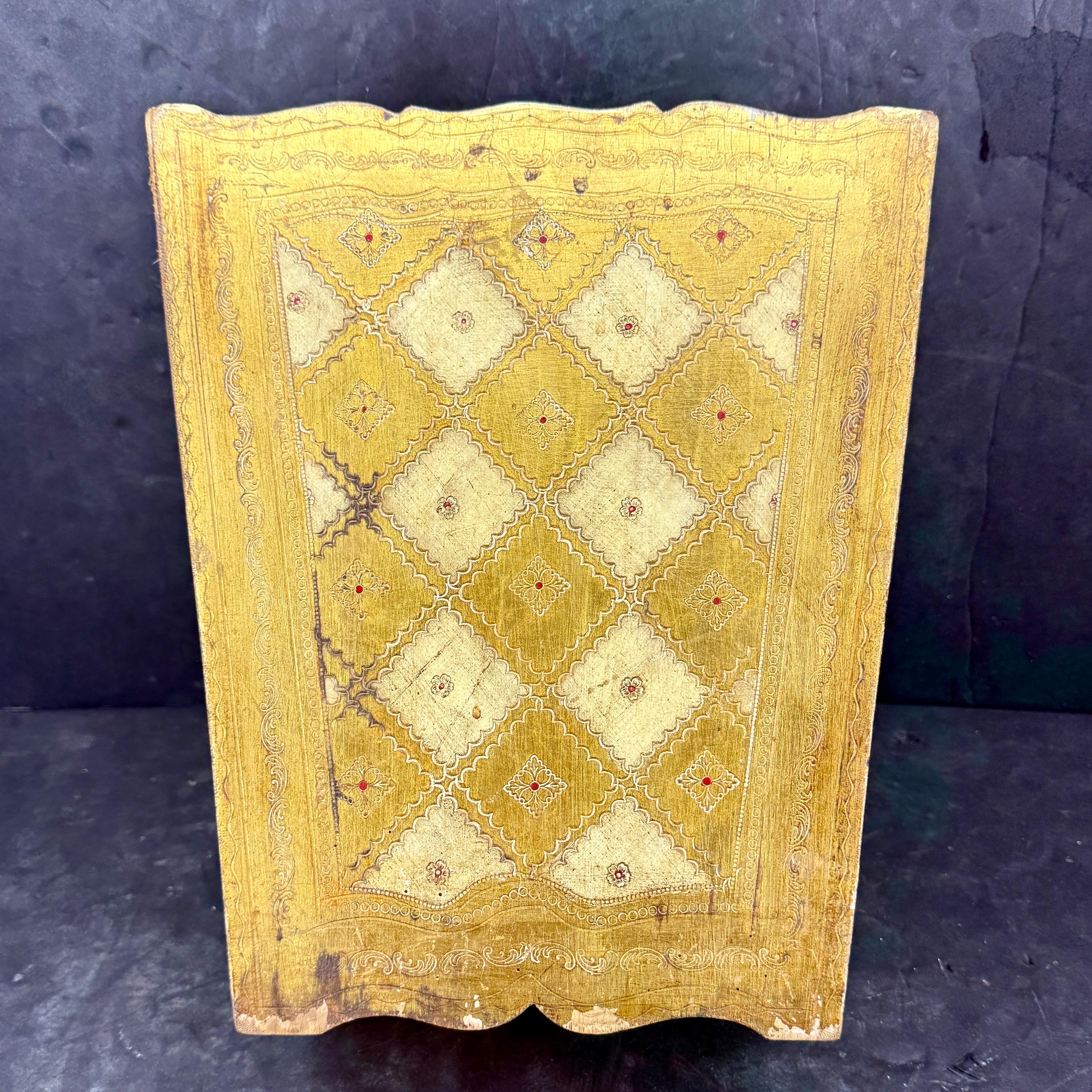Cestino per rifiuti in oro e crema Florentine, Mid-Century Modern in vendita 1