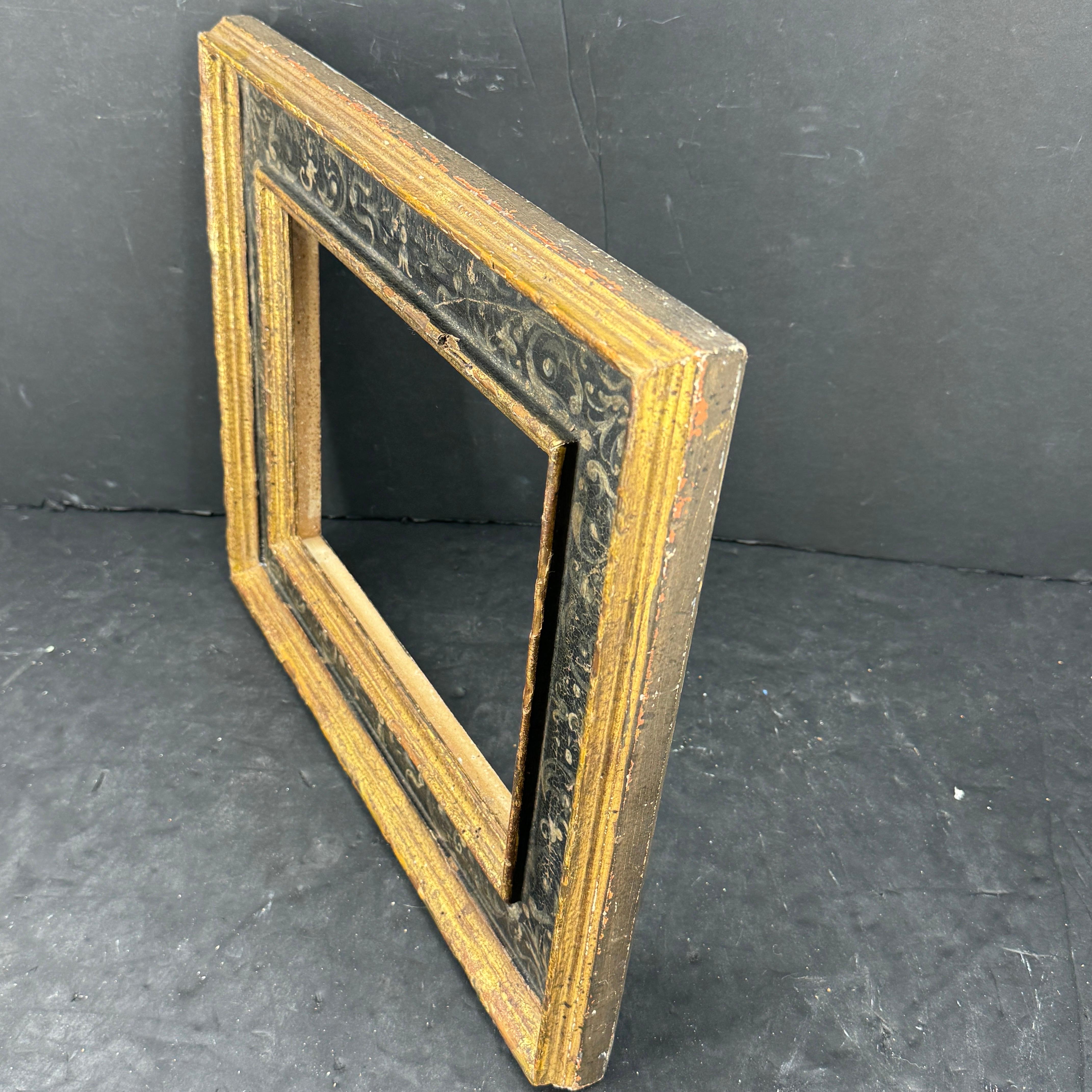 Cornice d'arte italiana in legno dorato oro nero Florentine in vendita 2