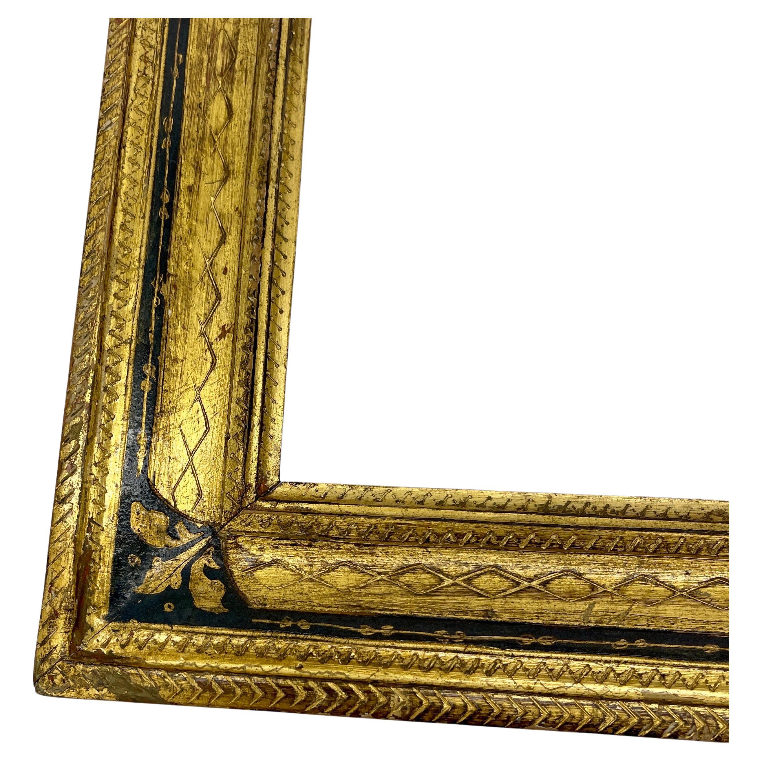 Giltwood Italian Florentine Gold Black Gilded Wood Art Frame