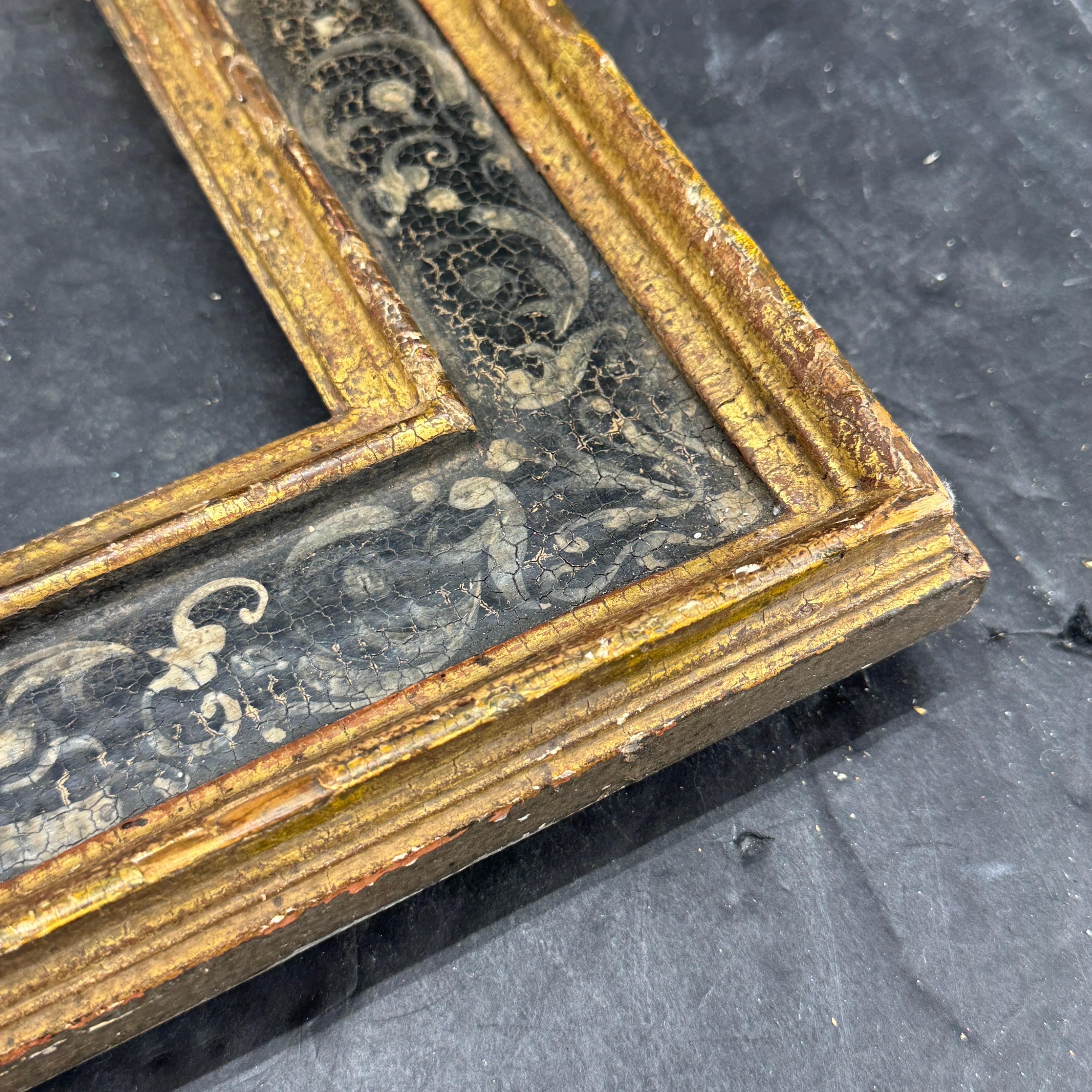Cornice d'arte italiana in legno dorato oro nero Florentine in vendita 3