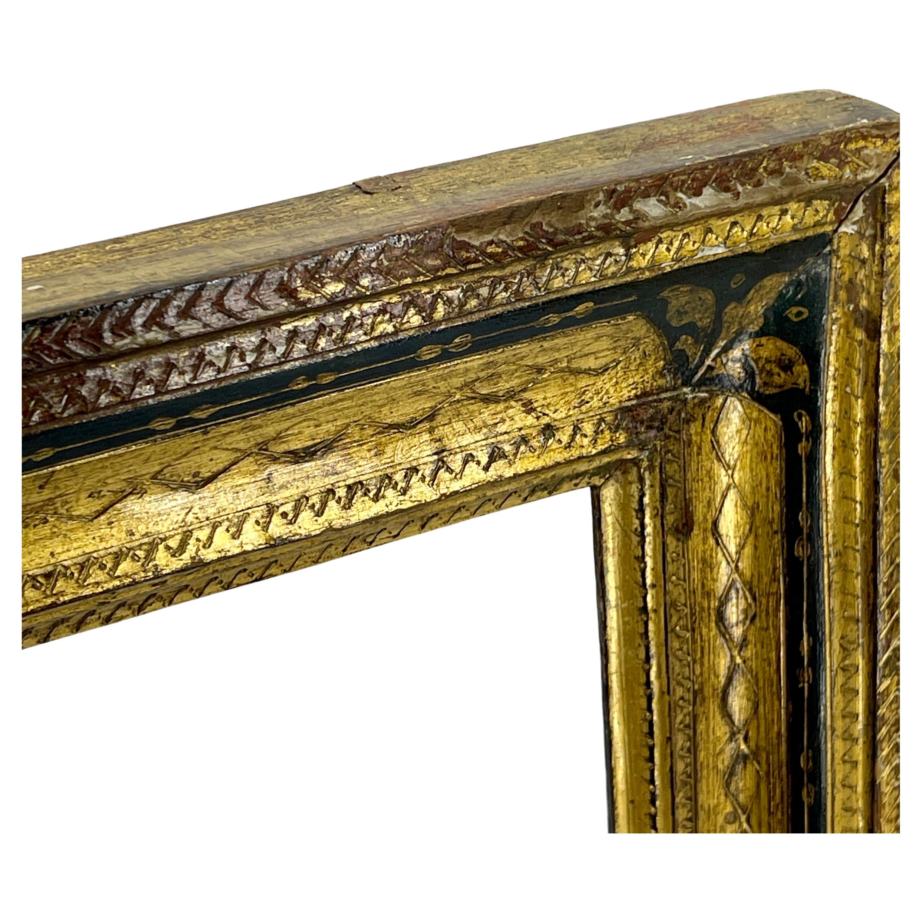 Italian Florentine Gold Black Gilded Wood Art Frame 1
