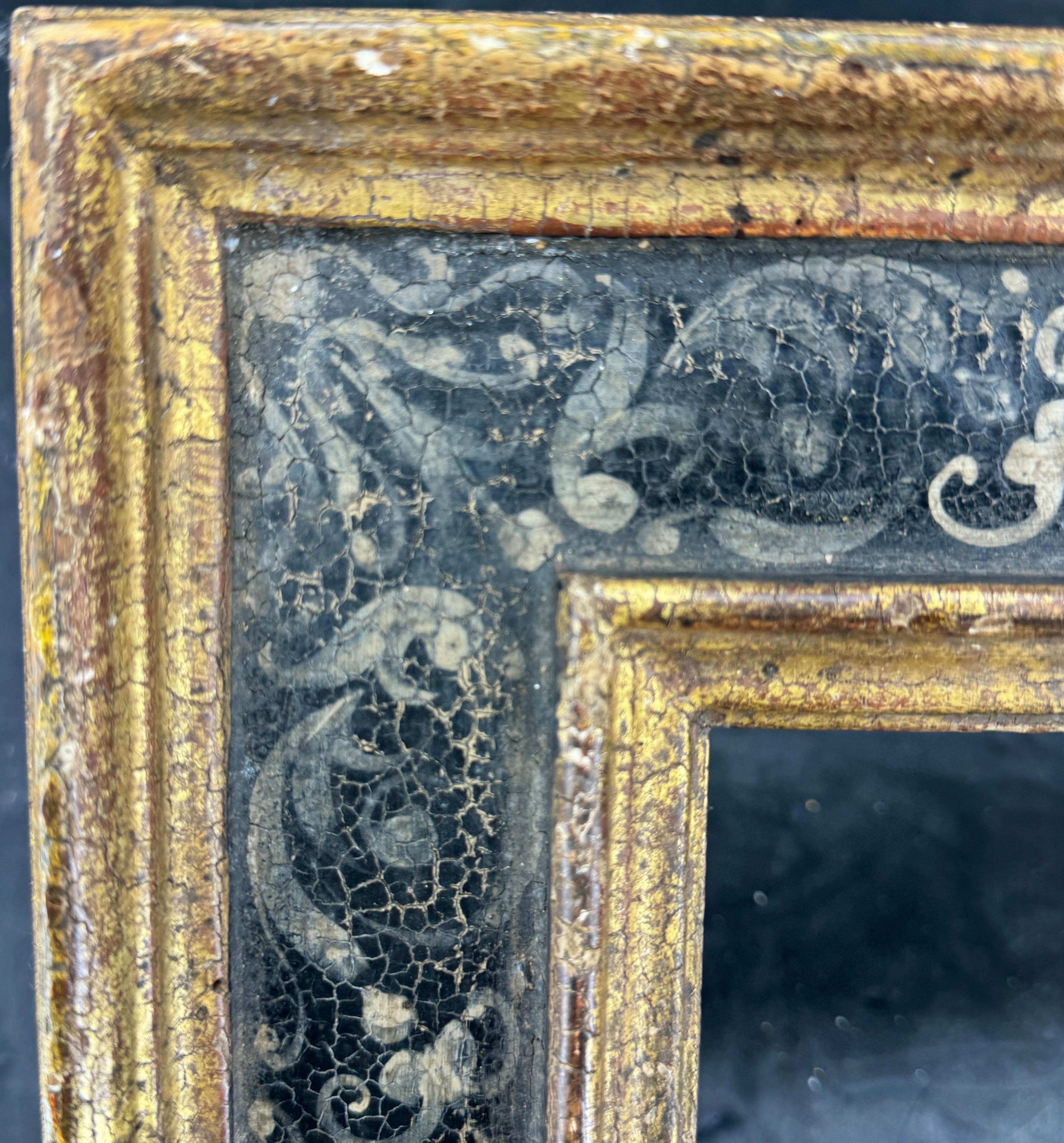 Cornice d'arte italiana in legno dorato oro nero Florentine in vendita 5