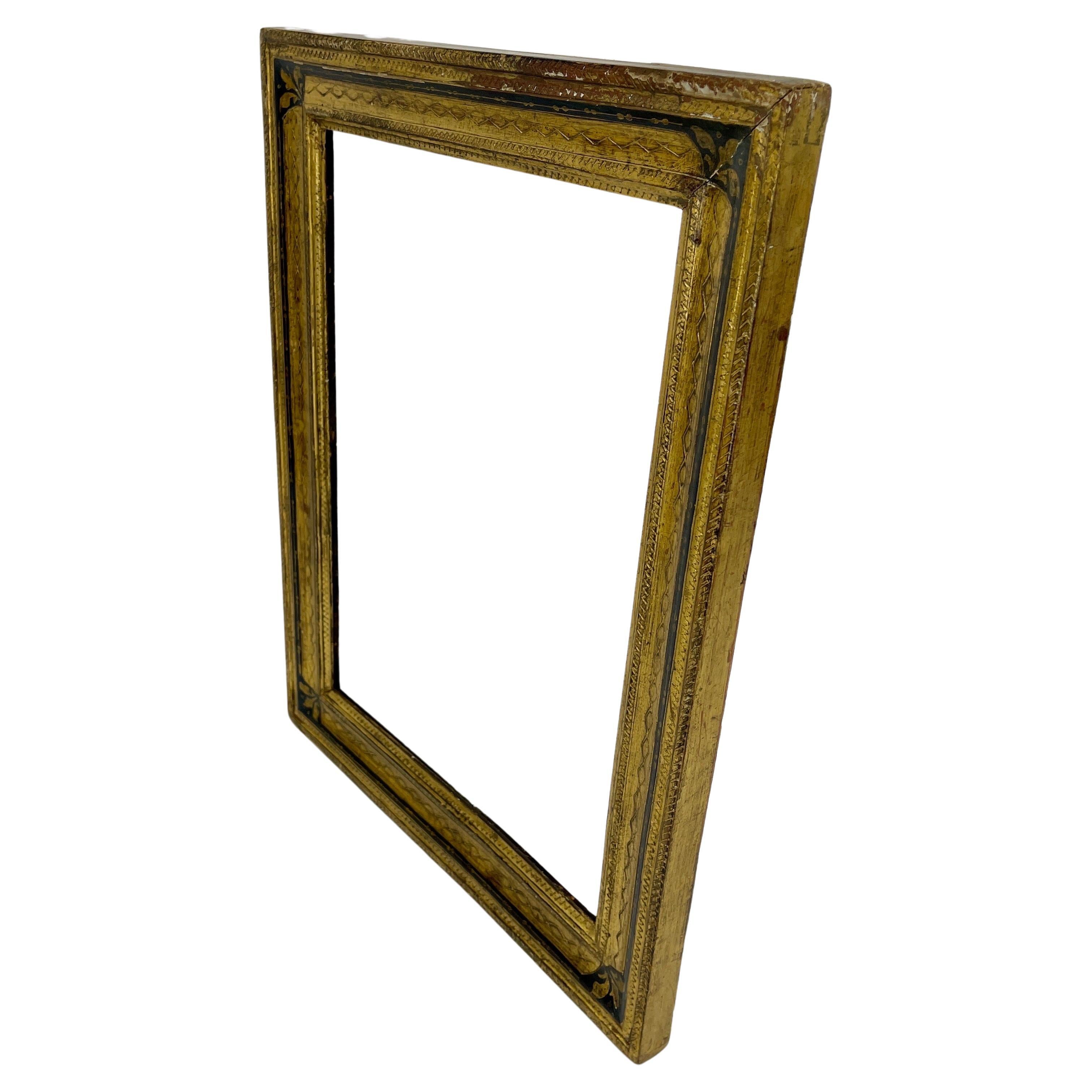 Italian Florentine Gold Black Gilded Wood Art Frame 3