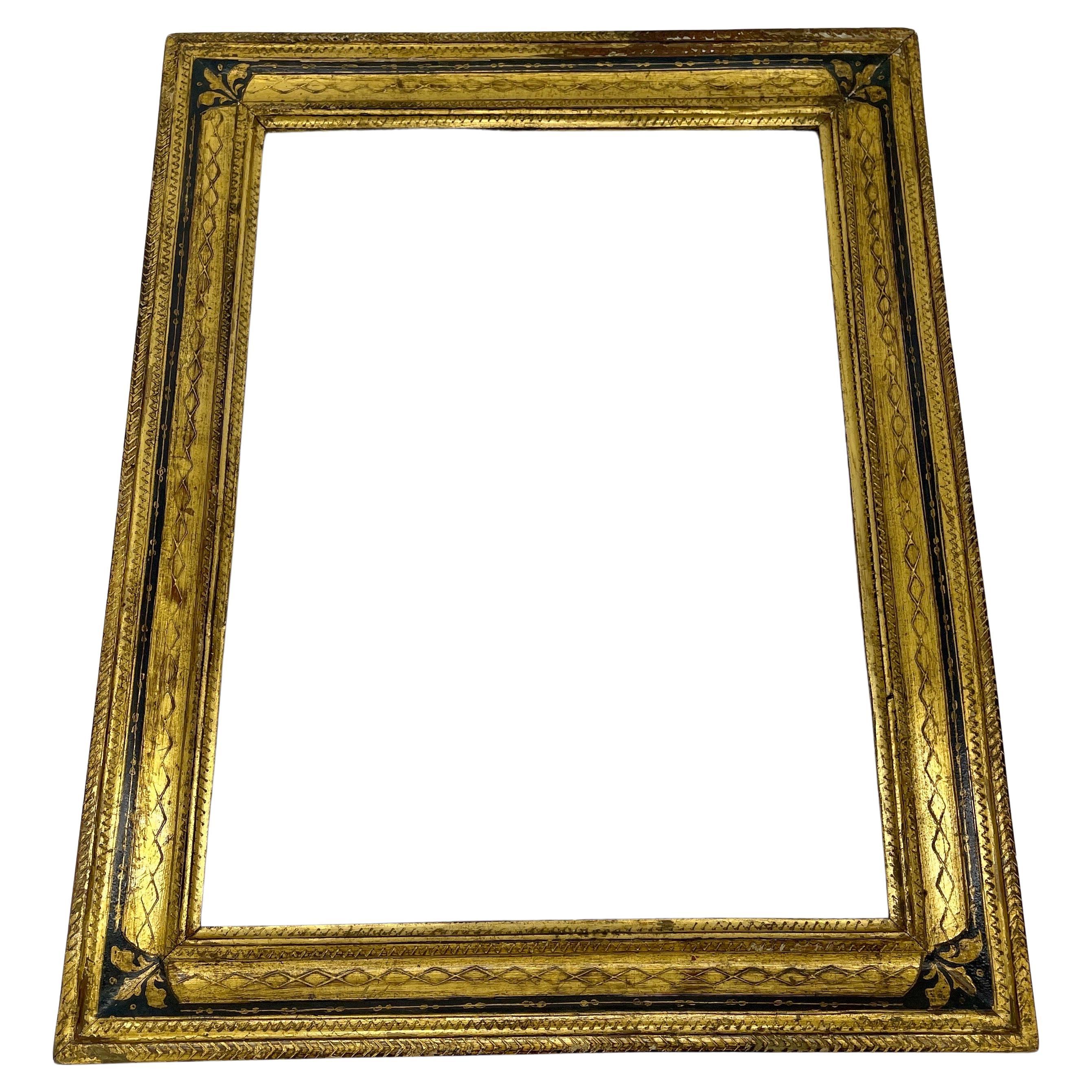 Italian Florentine Gold Black Gilded Wood Art Frame 4
