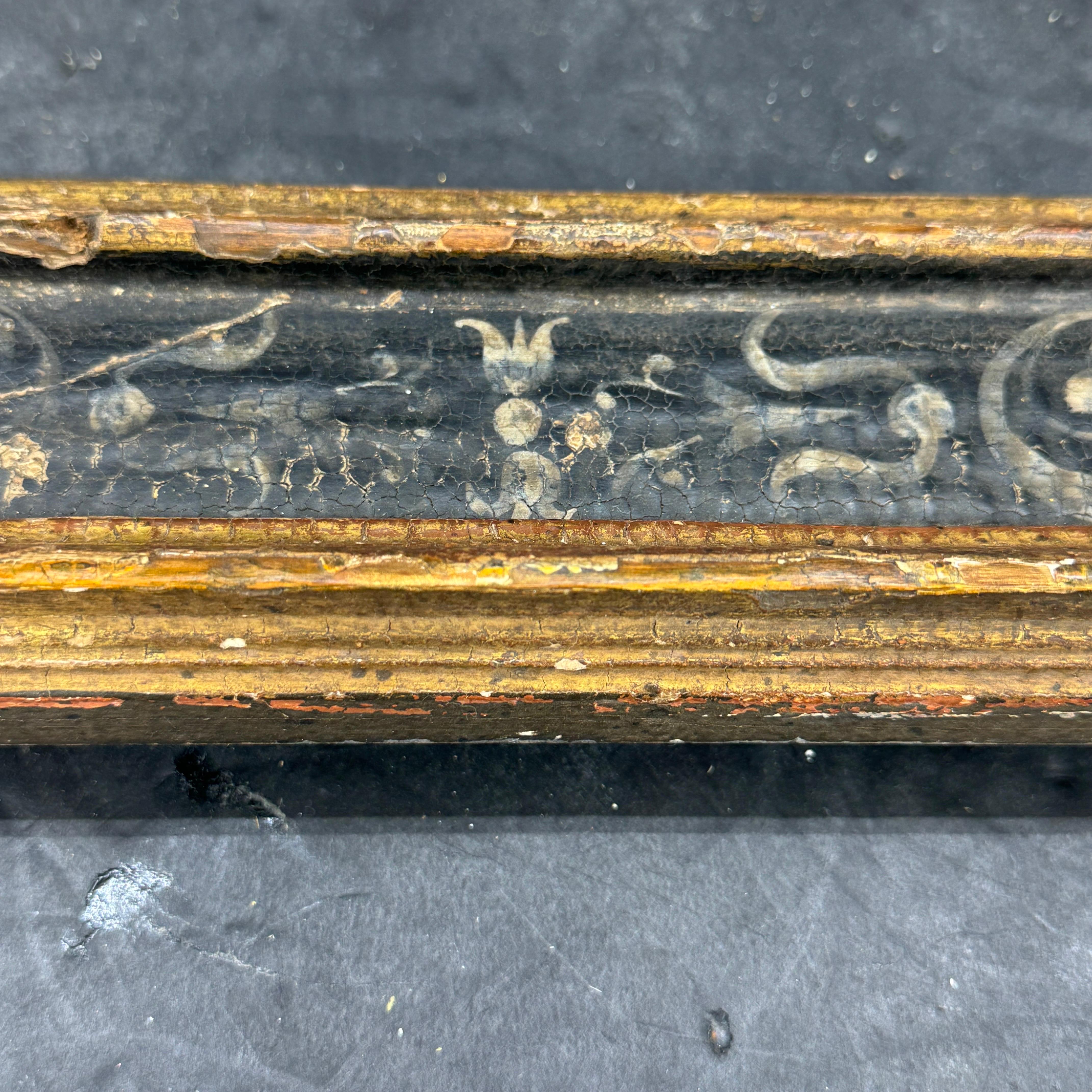Cornice d'arte italiana in legno dorato oro nero Florentine in vendita 7