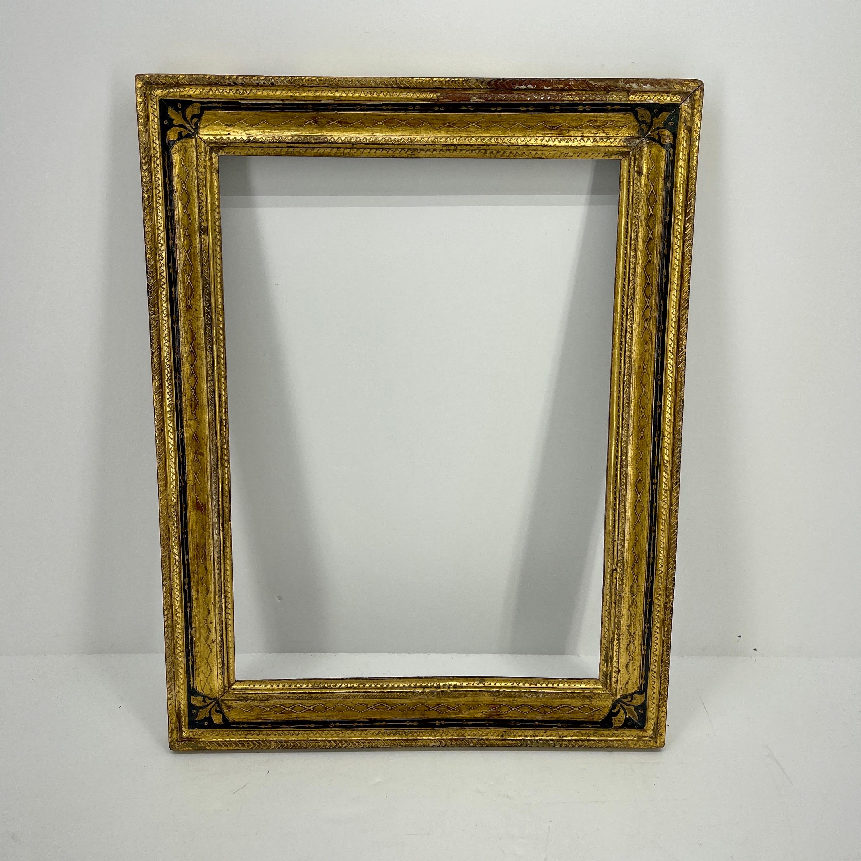 Italian Florentine Gold Black Gilded Wood Art Frame 6