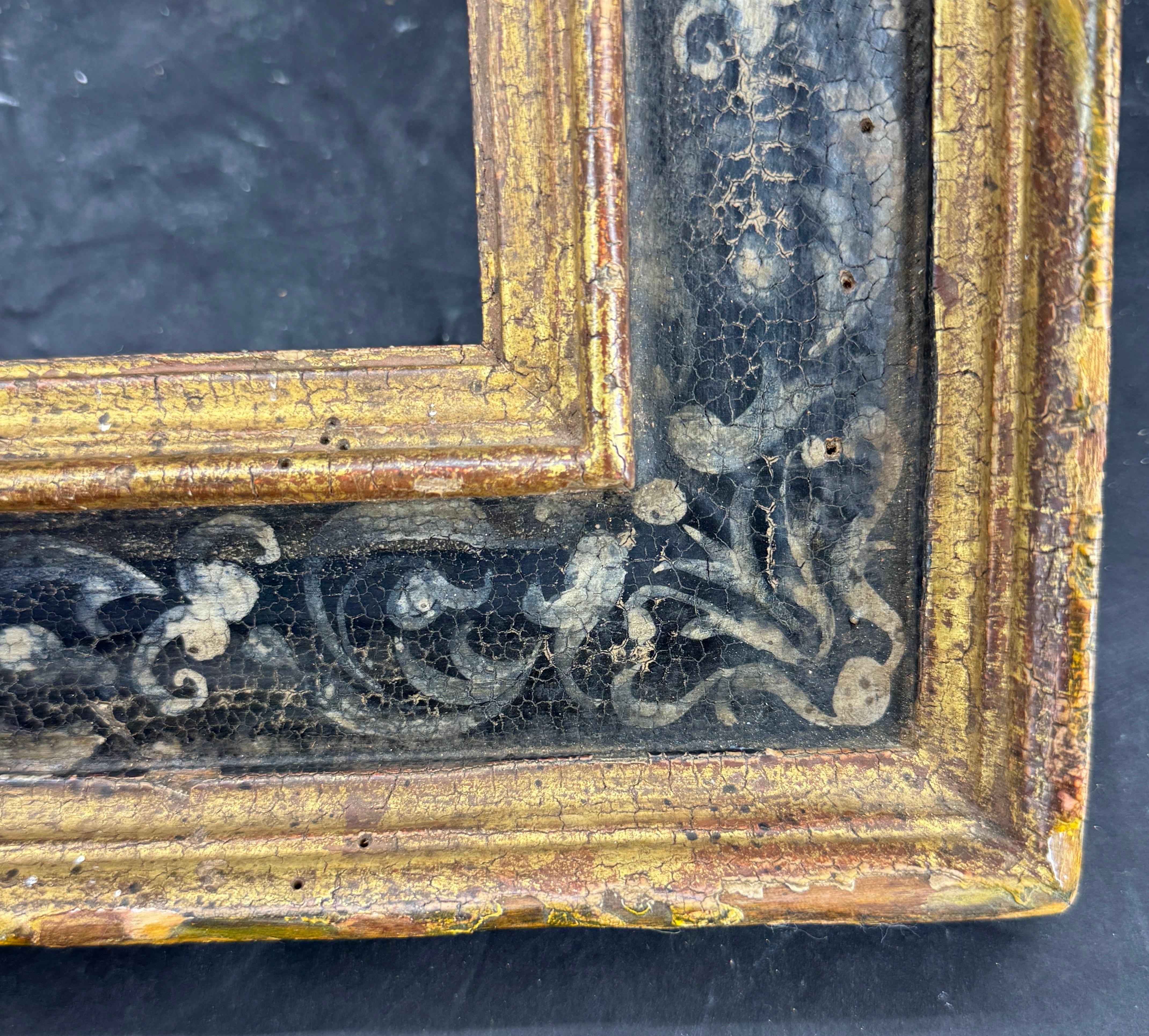 Cornice d'arte italiana in legno dorato oro nero Florentine in vendita 9
