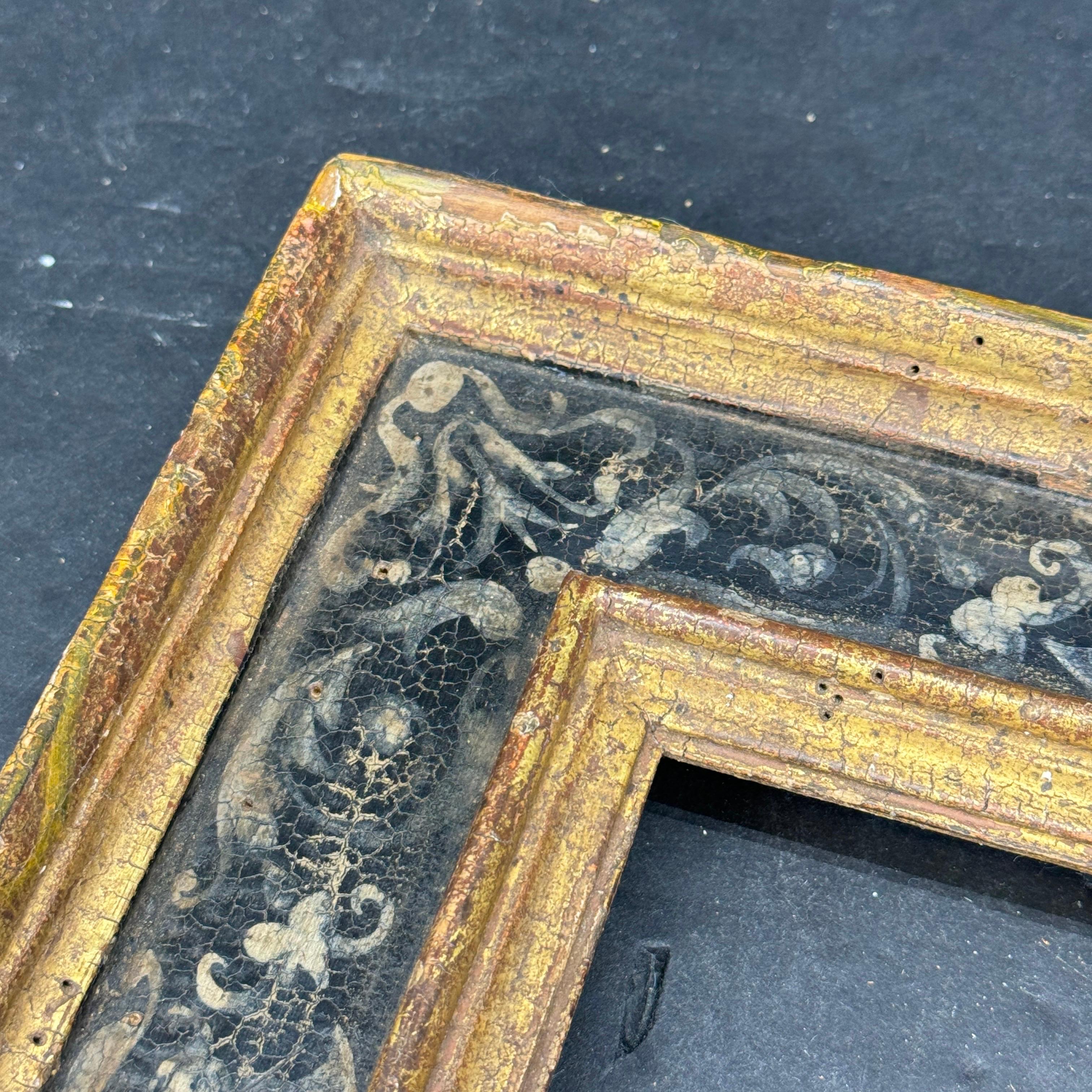 Cornice d'arte italiana in legno dorato oro nero Florentine in vendita 11