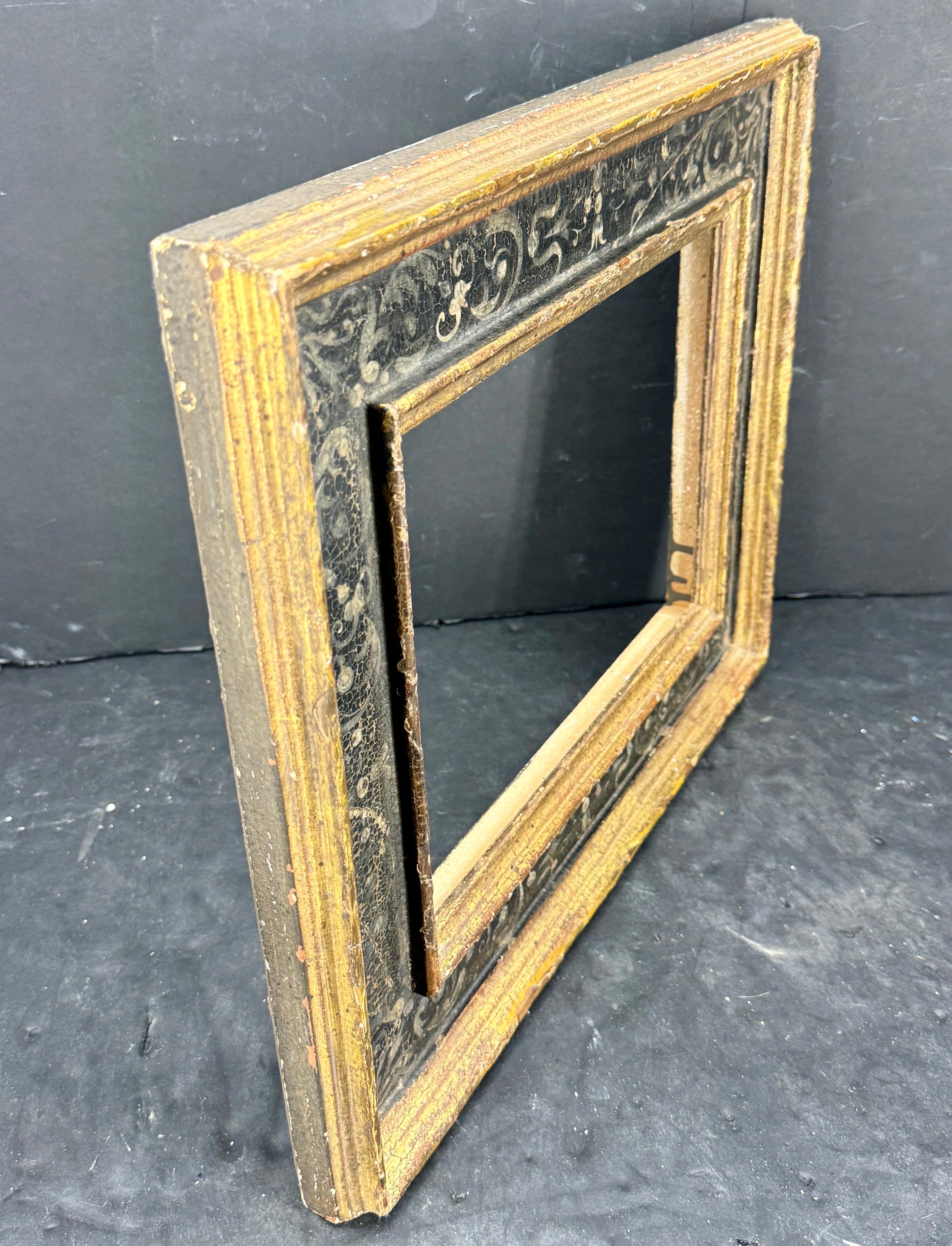 Cornice d'arte italiana in legno dorato oro nero Florentine In condizioni buone in vendita a Haddonfield, NJ