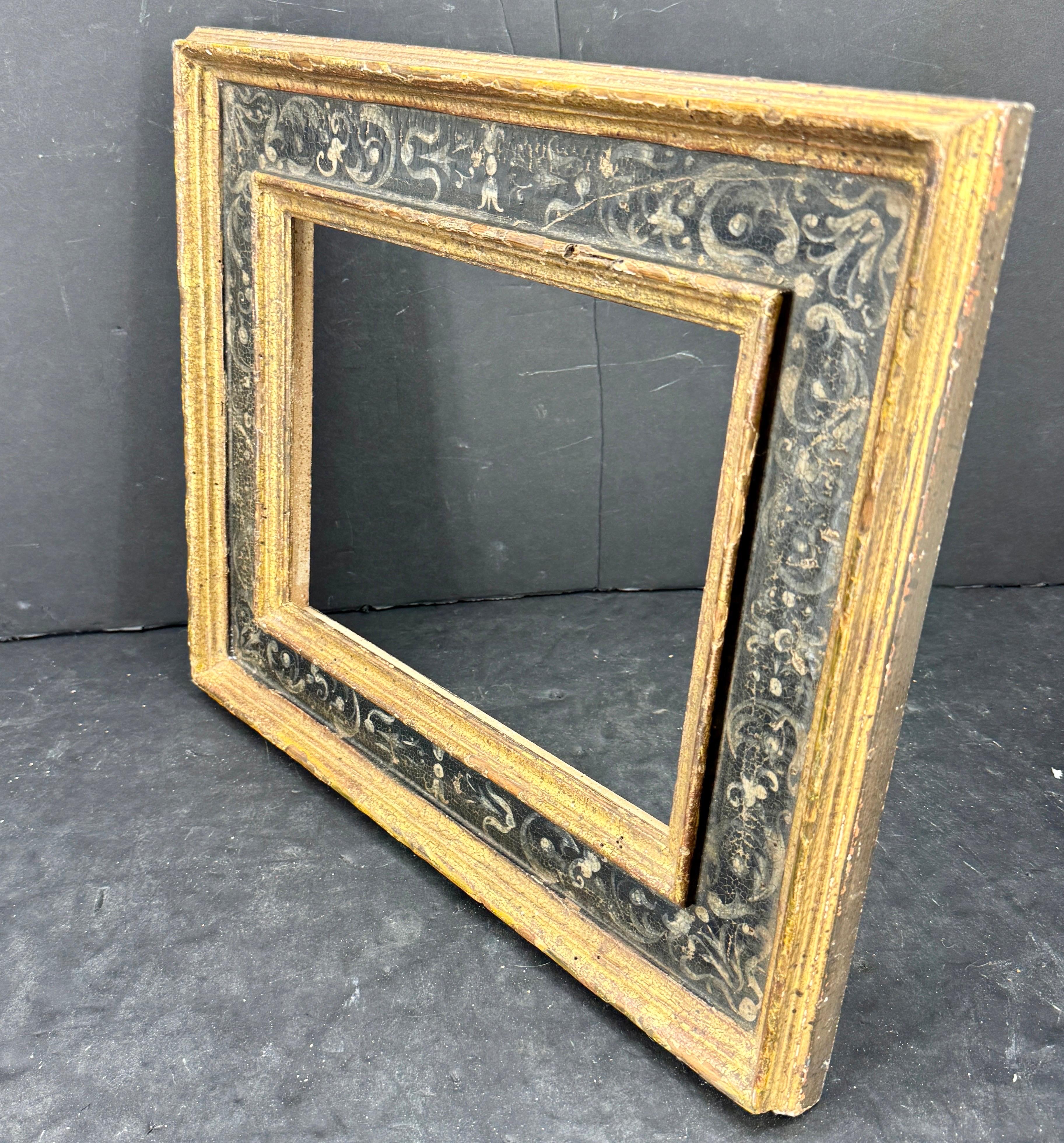 Legno Cornice d'arte italiana in legno dorato oro nero Florentine in vendita