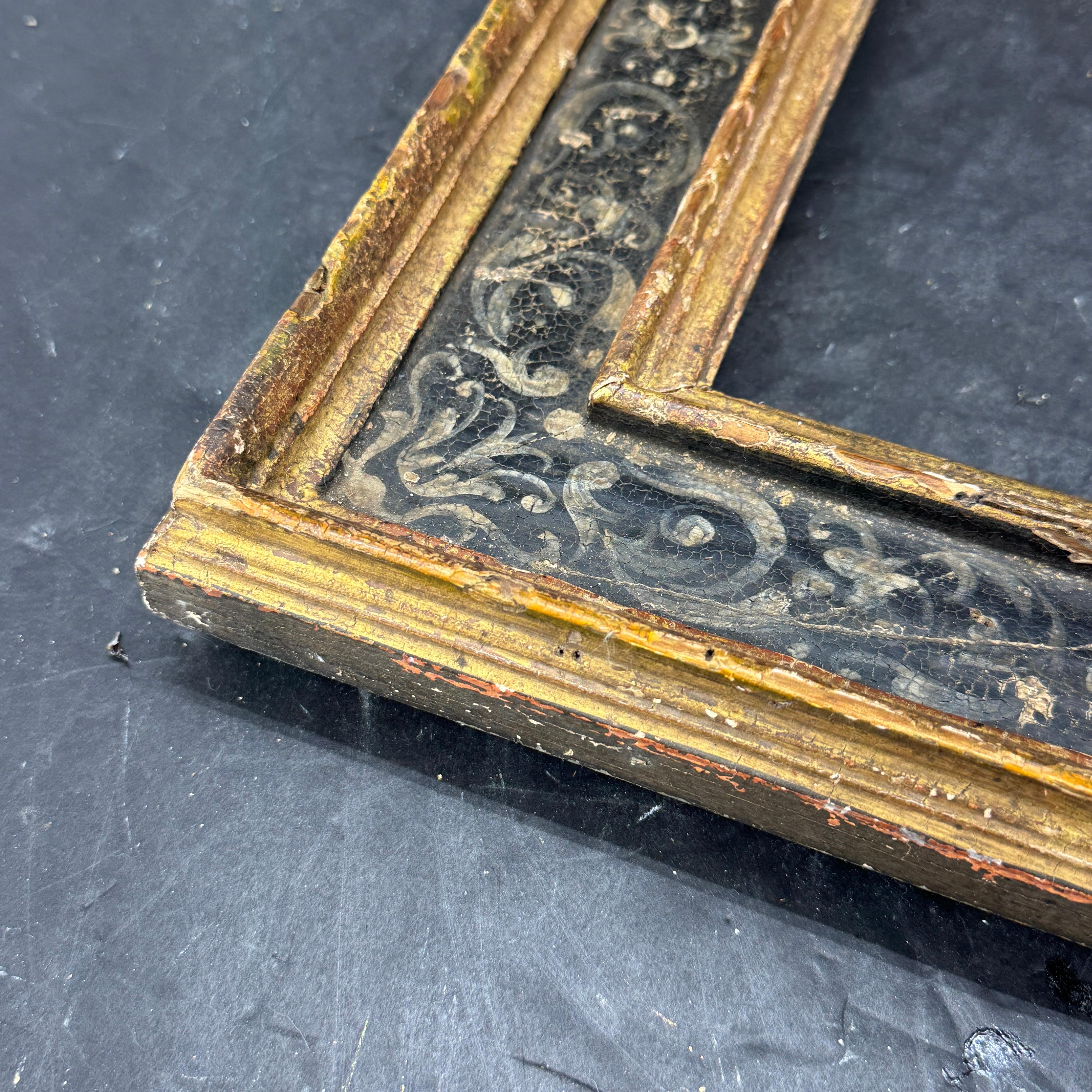 Cornice d'arte italiana in legno dorato oro nero Florentine in vendita 1
