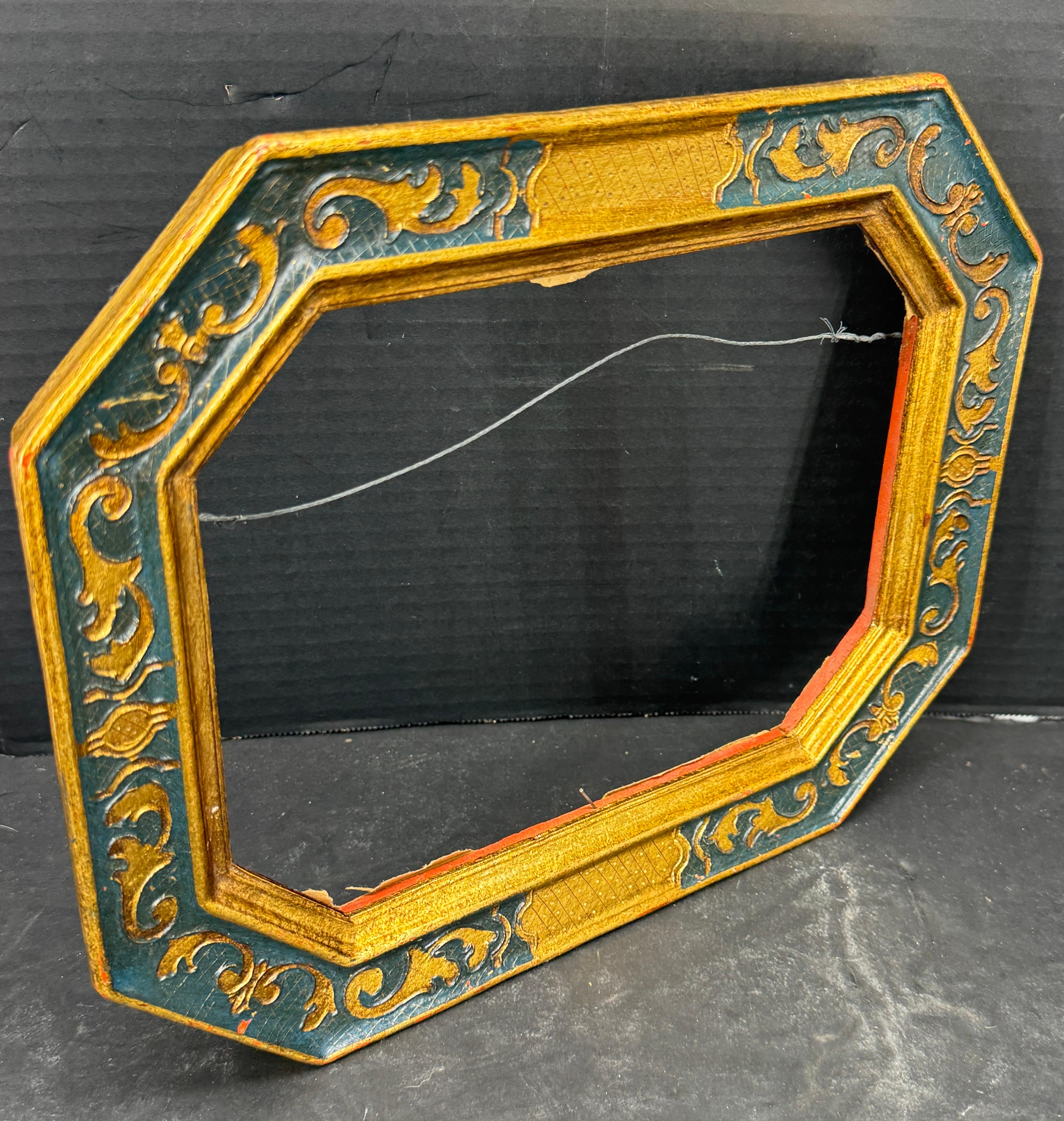 Italienischer Florentine Gold Schwarz Vergoldetes Holz Kunstrahmen Spiegel im Angebot 2