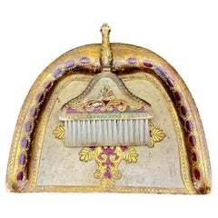 Italian Florentine Gold Gilt Table Crumb Sweeper and Tray