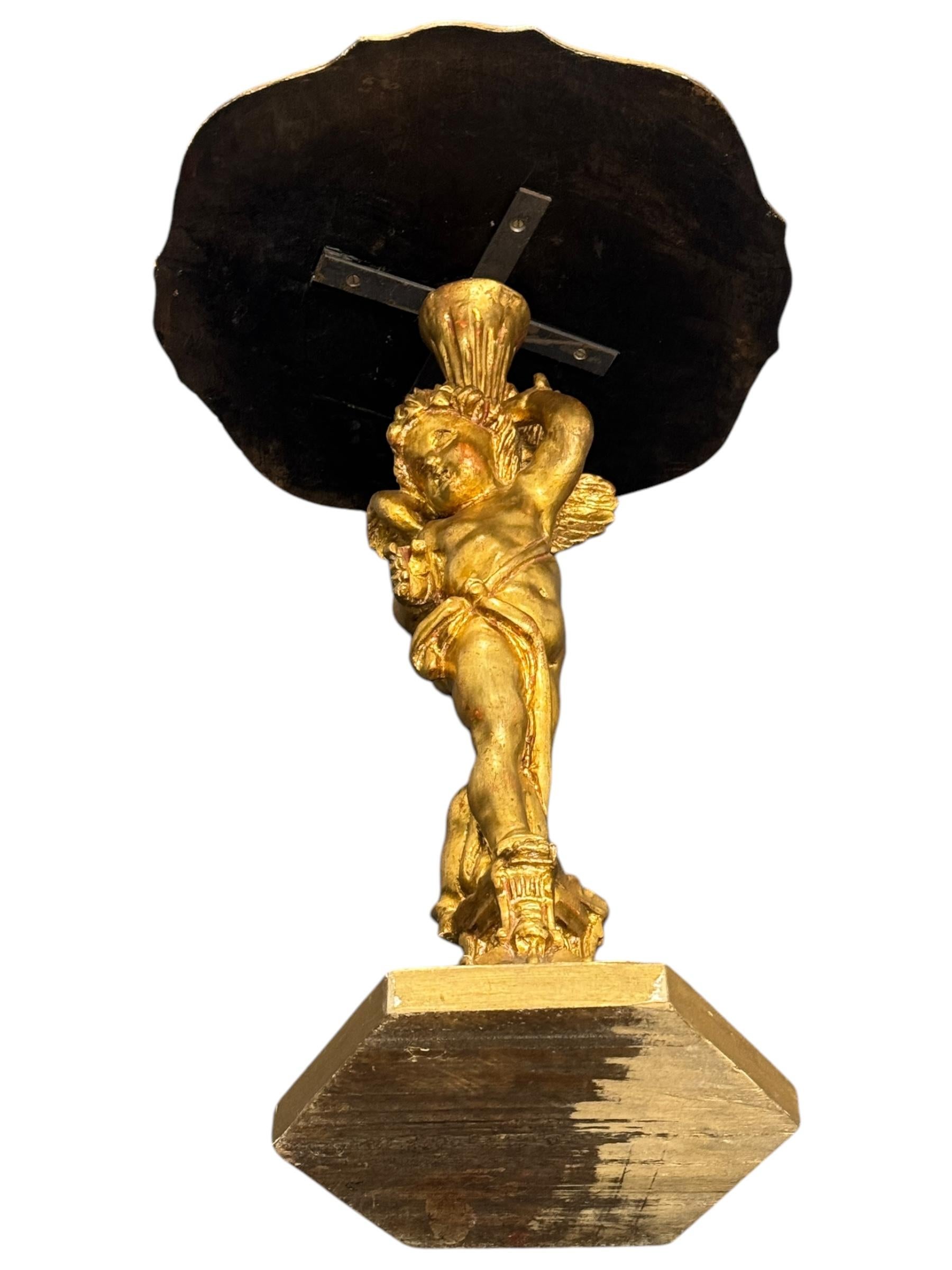 Table d'appoint italienne en bois doré Florentine Pied d'ange chérubin, Toleware Tole en vente 11