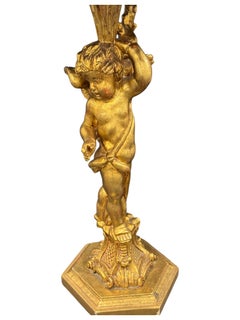 Italian Florentine Gold Gilt Wood Side Table Cherub Angel Foot, Toleware Tole