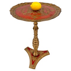Italian Florentine Gold Giltwood Side Table Toleware Tole, 1950s