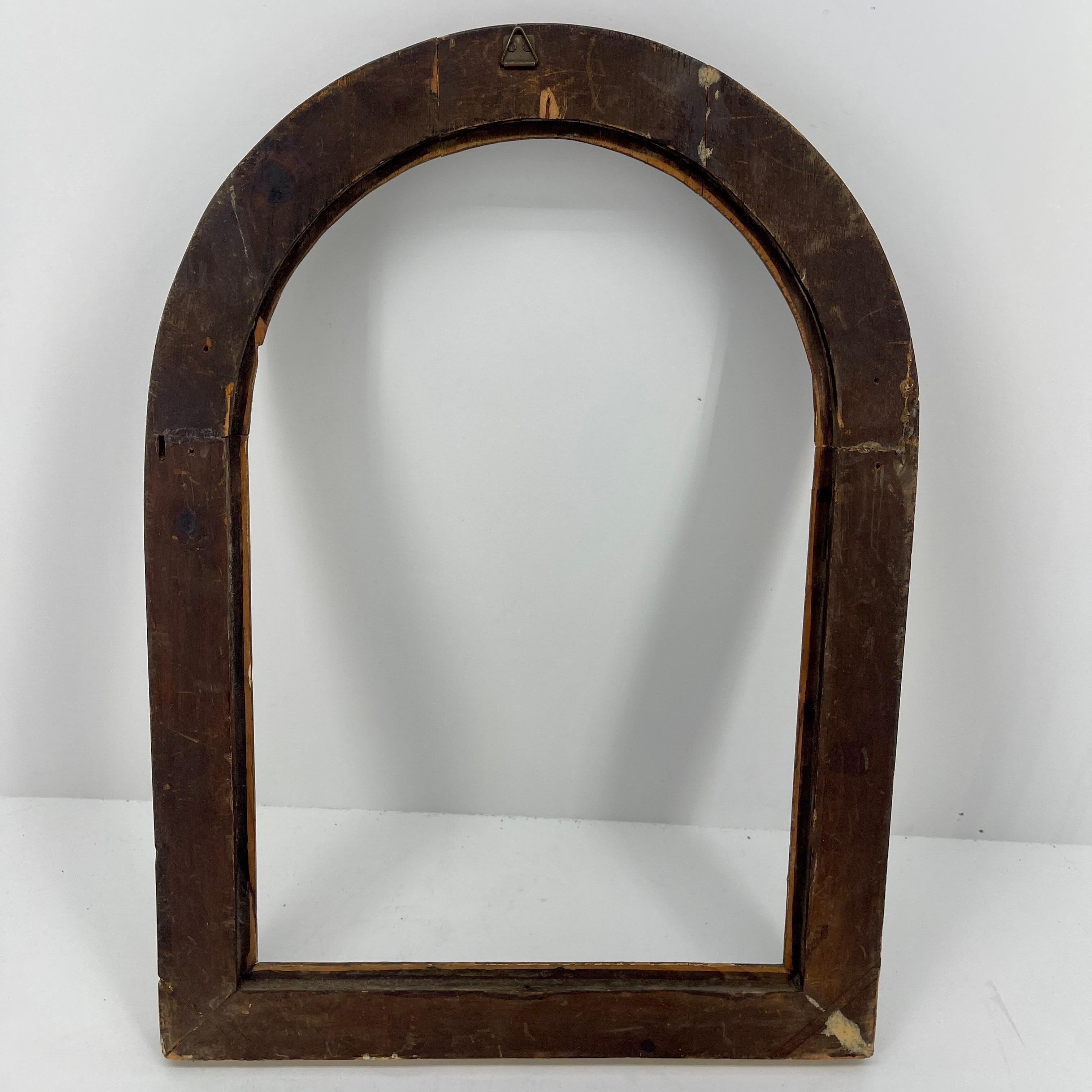 Italian Florentine Gold Giltwood Demi Lune Arched Frame For Sale 3