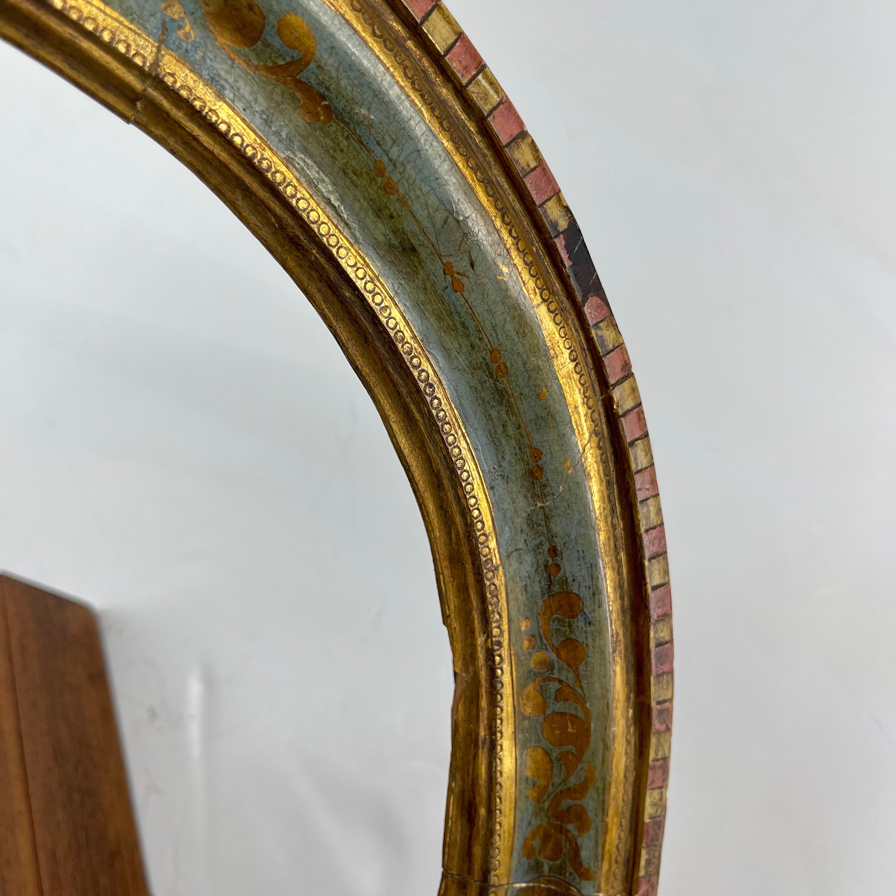 Italian Florentine Gold Giltwood Demi Lune Arched Frame For Sale 6