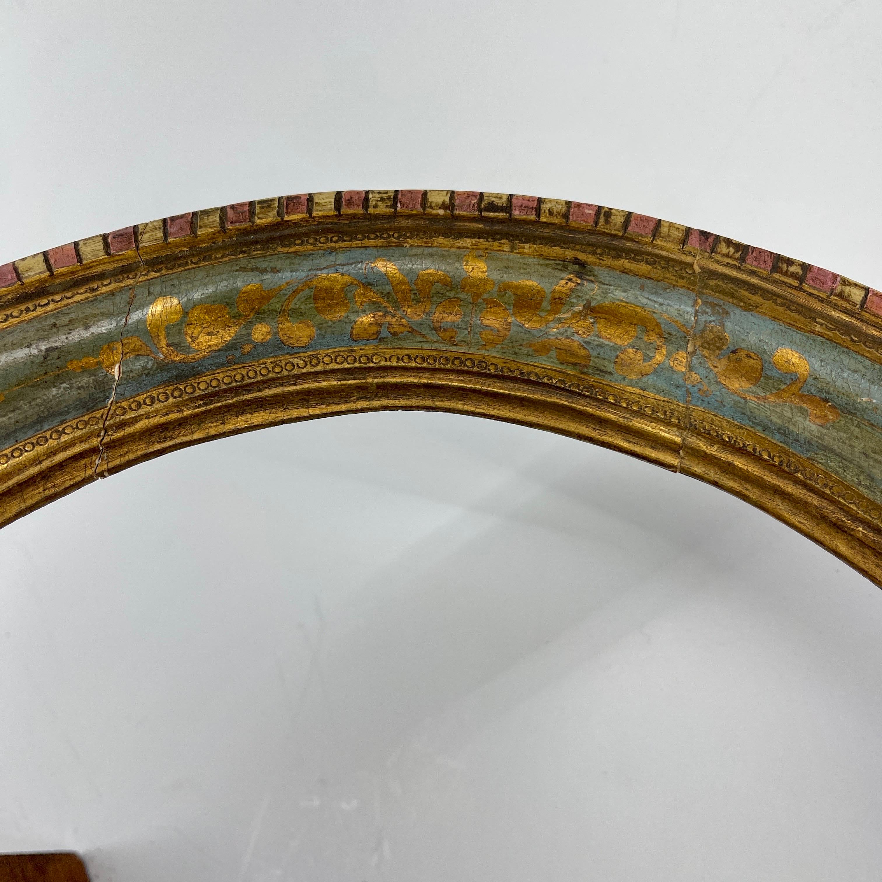 Italian Florentine Gold Giltwood Demi Lune Arched Frame For Sale 7