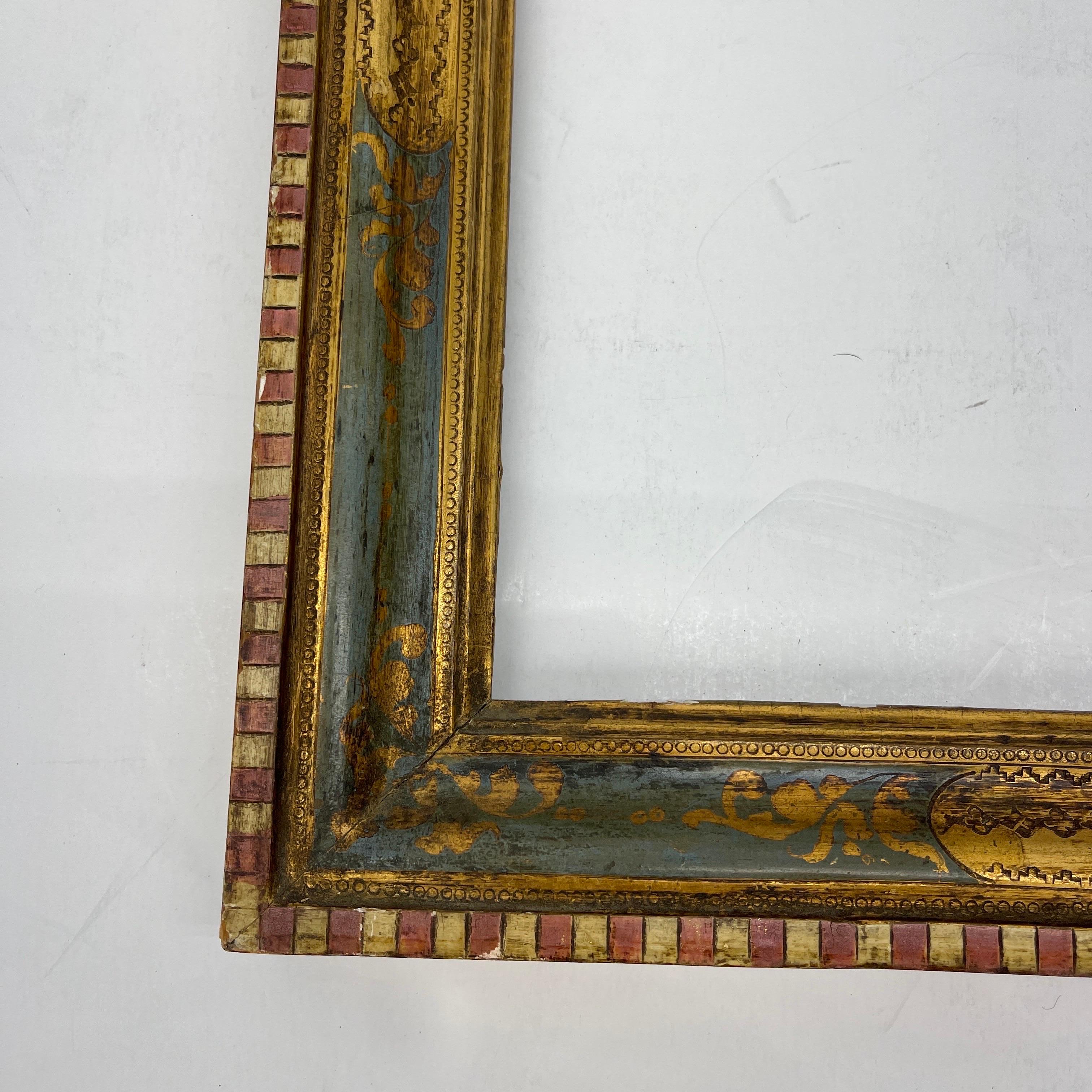 20th Century Italian Florentine Gold Giltwood Demi Lune Arched Frame For Sale