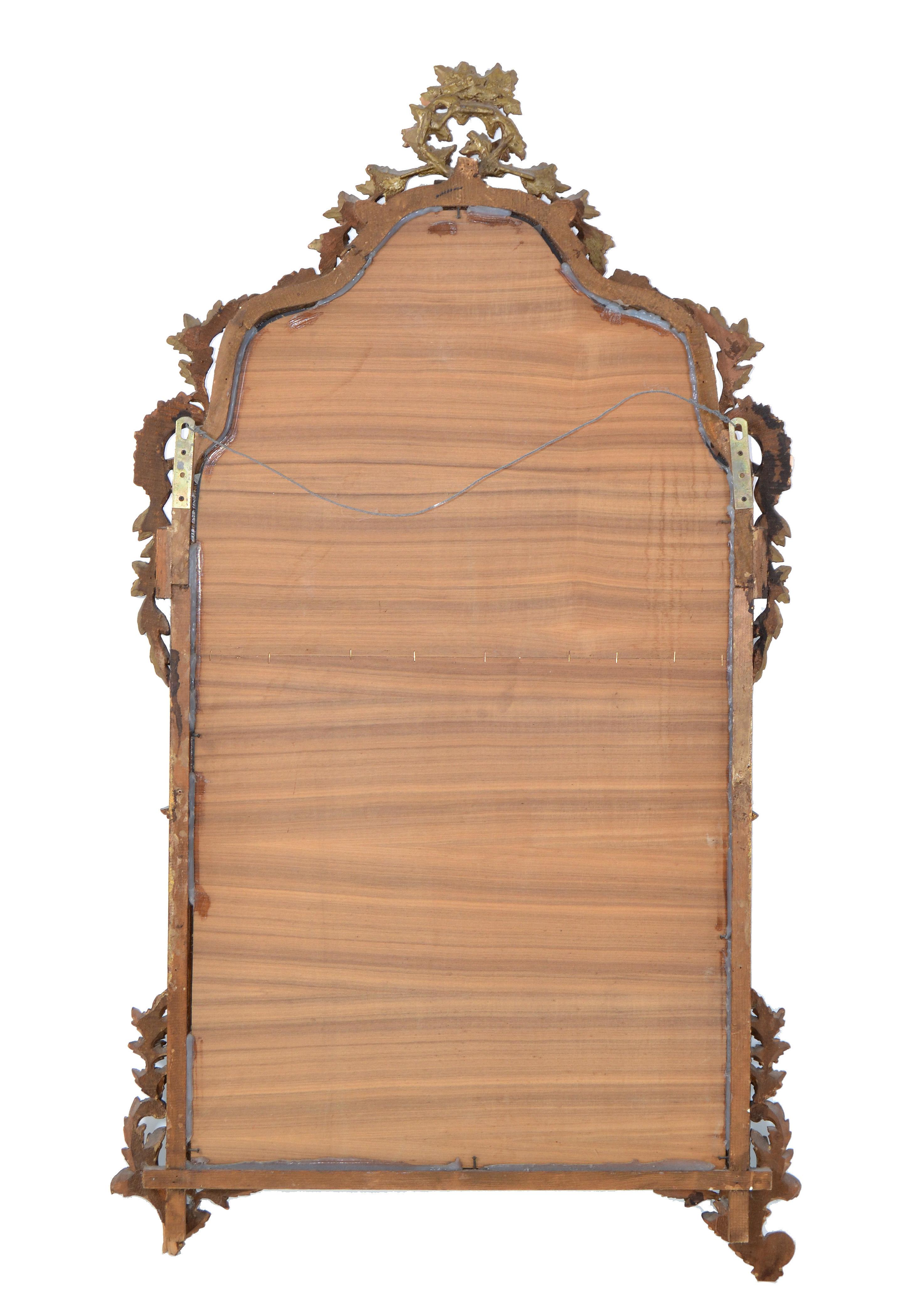 Italian Florentine Hand Carved Giltwood and Antique Mirrored Glass Wall Mirror 5