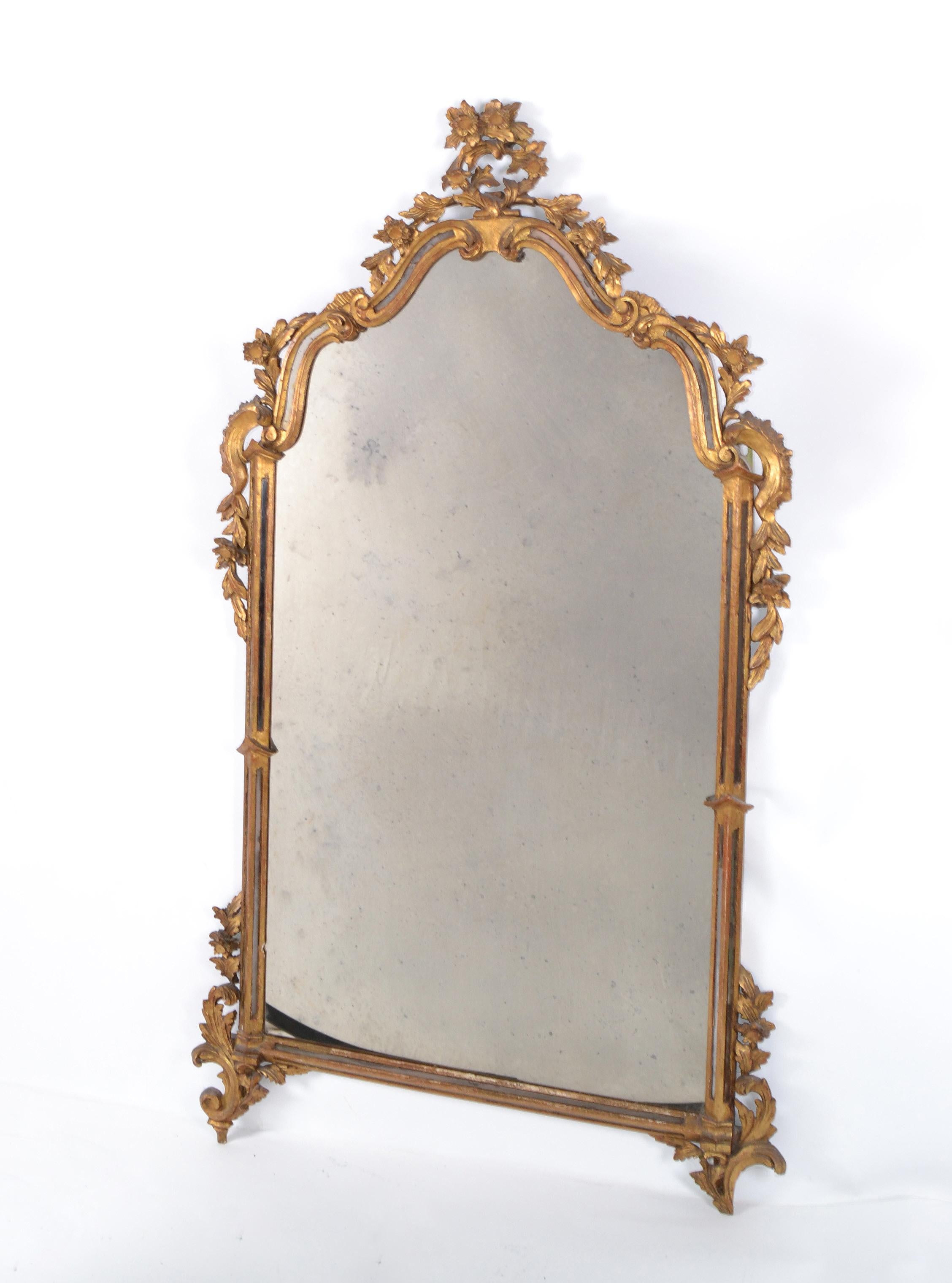 Italian Florentine Hand Carved Giltwood and Antique Mirrored Glass Wall Mirror 6