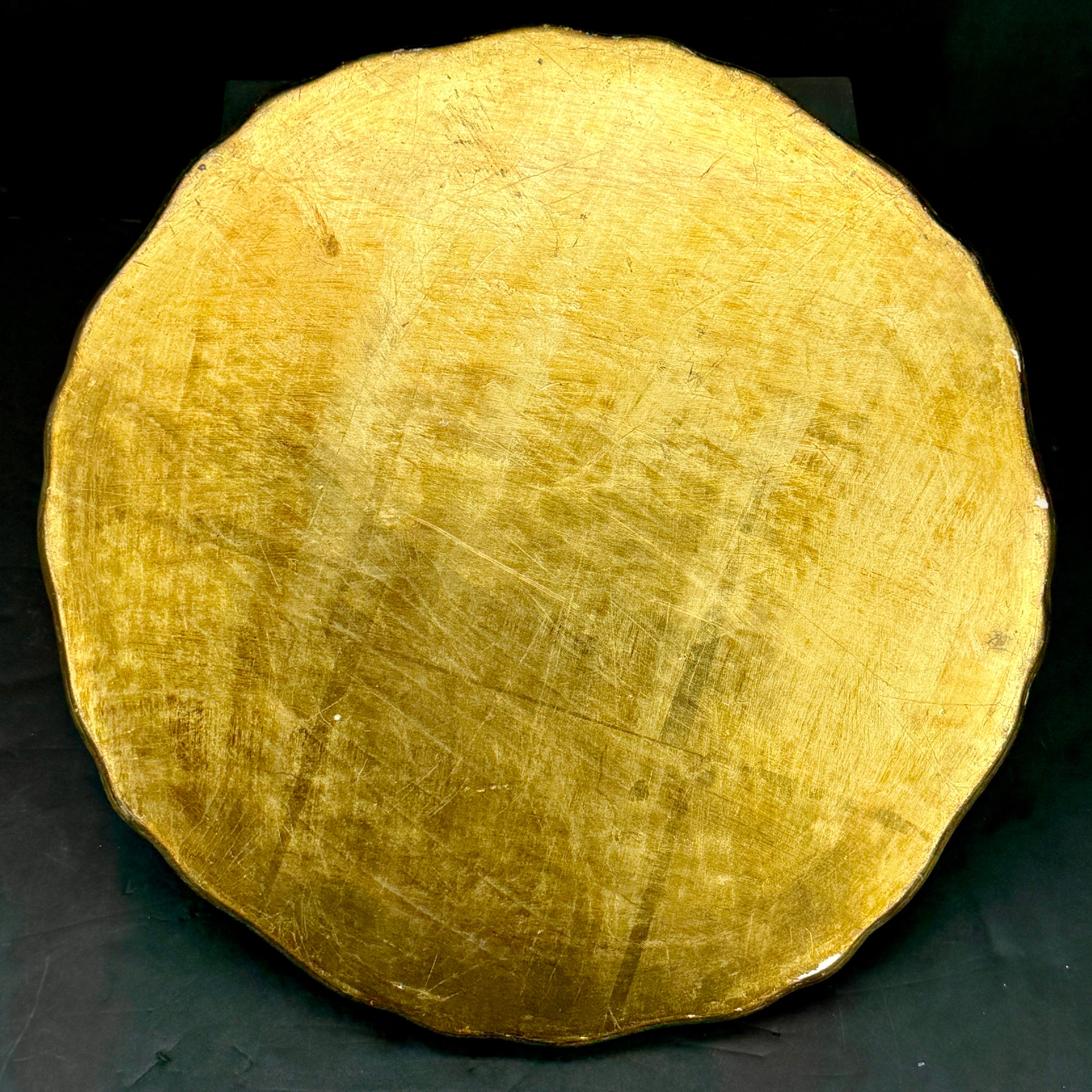 Bandeja Redonda Florentina Italiana Grande Madera Dorada Naranja Hecho a mano en venta
