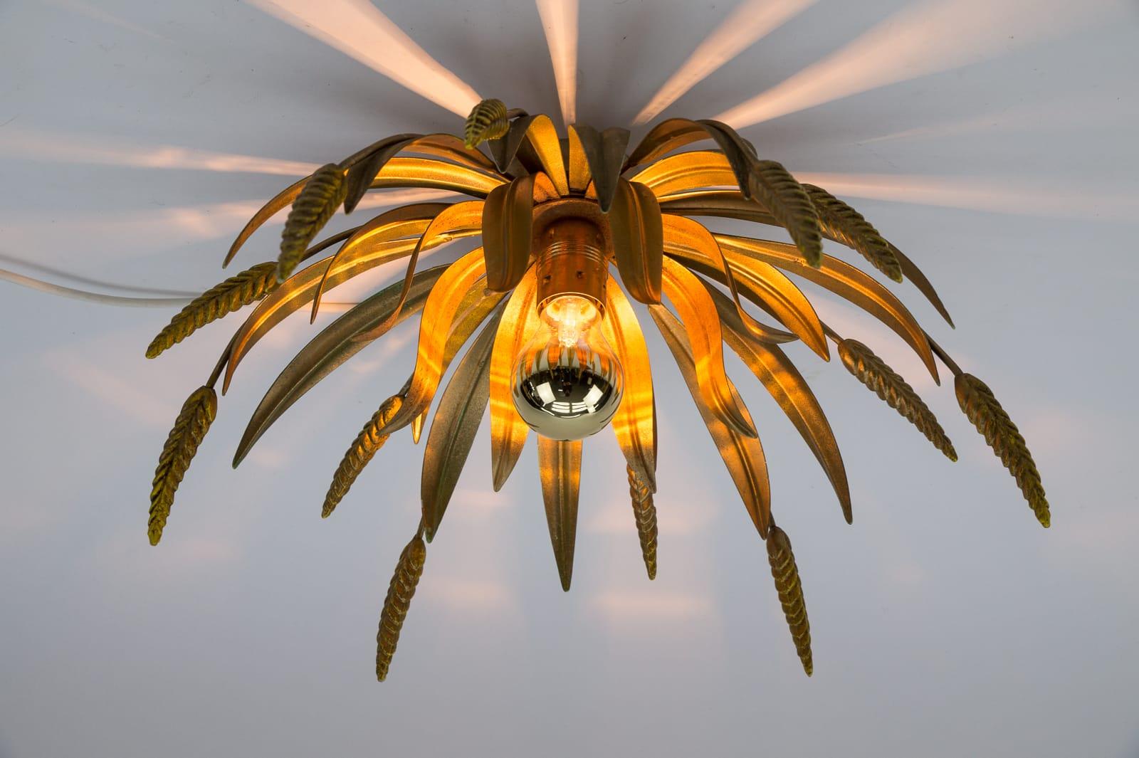 Italian Florentine Metal Ceiling Lamp, 1960s In Good Condition For Sale In Nürnberg, Bayern