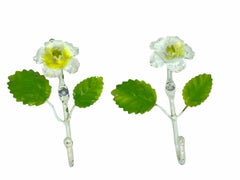 Italian Florentine Metal Rose Coat Hook Set Toleware Tole, 1950s