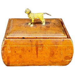 Italian Florentine Mid-Century Leather Box with Dog
