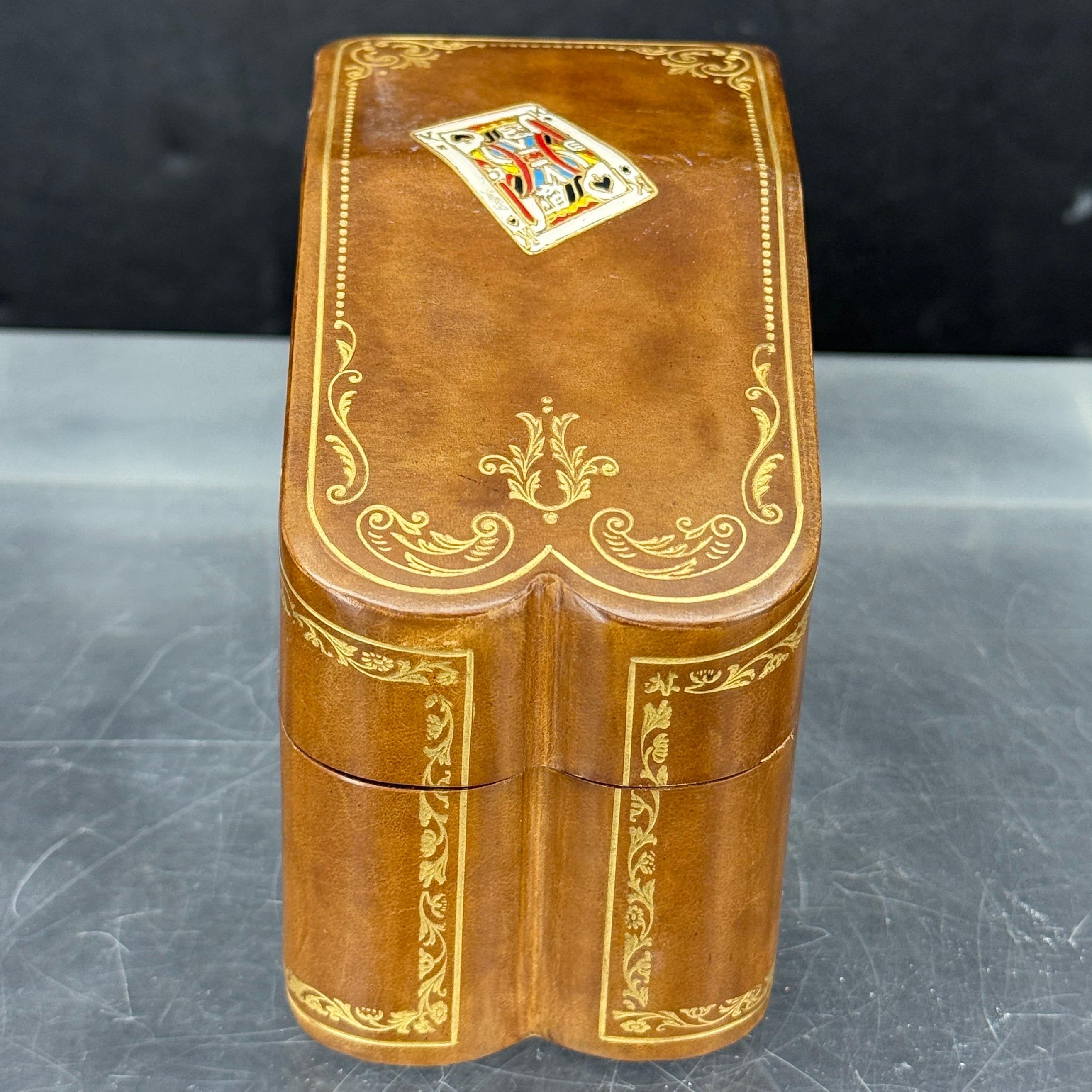 Mid-Century moderno Scatola porta carte di credito in pelle italiana Florentine di metà secolo in vendita