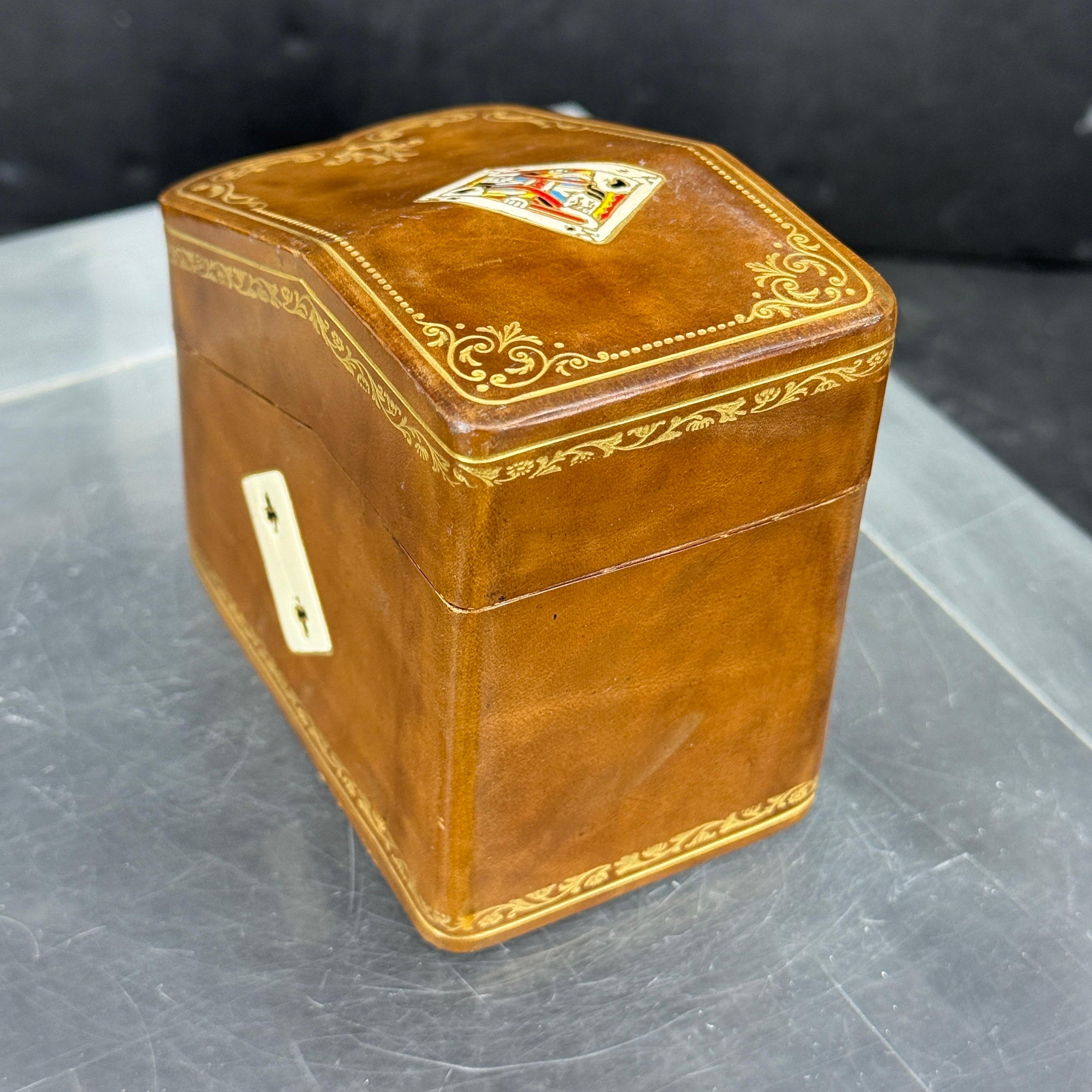 XX secolo Scatola porta carte di credito in pelle italiana Florentine di metà secolo in vendita