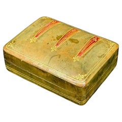 Italian Florentine Mid-Century Leather Card Holder Trinket Box