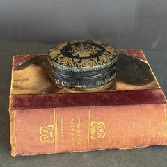 Italian Florentine Mid-Century Leather Oval Jewelry Holder Trinket Box