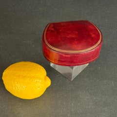 Italian Florentine Mid-Century Red Leather Jewelry Holder Trinket Box