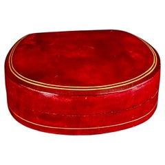 Italian Florentine Mid-Century Red Leather Jewelry Holder Trinket Box