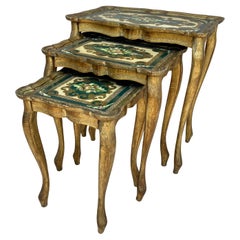 Tables gigognes néoclassiques italiennes Florentine en bois doré, années 1960, ensemble de 3
