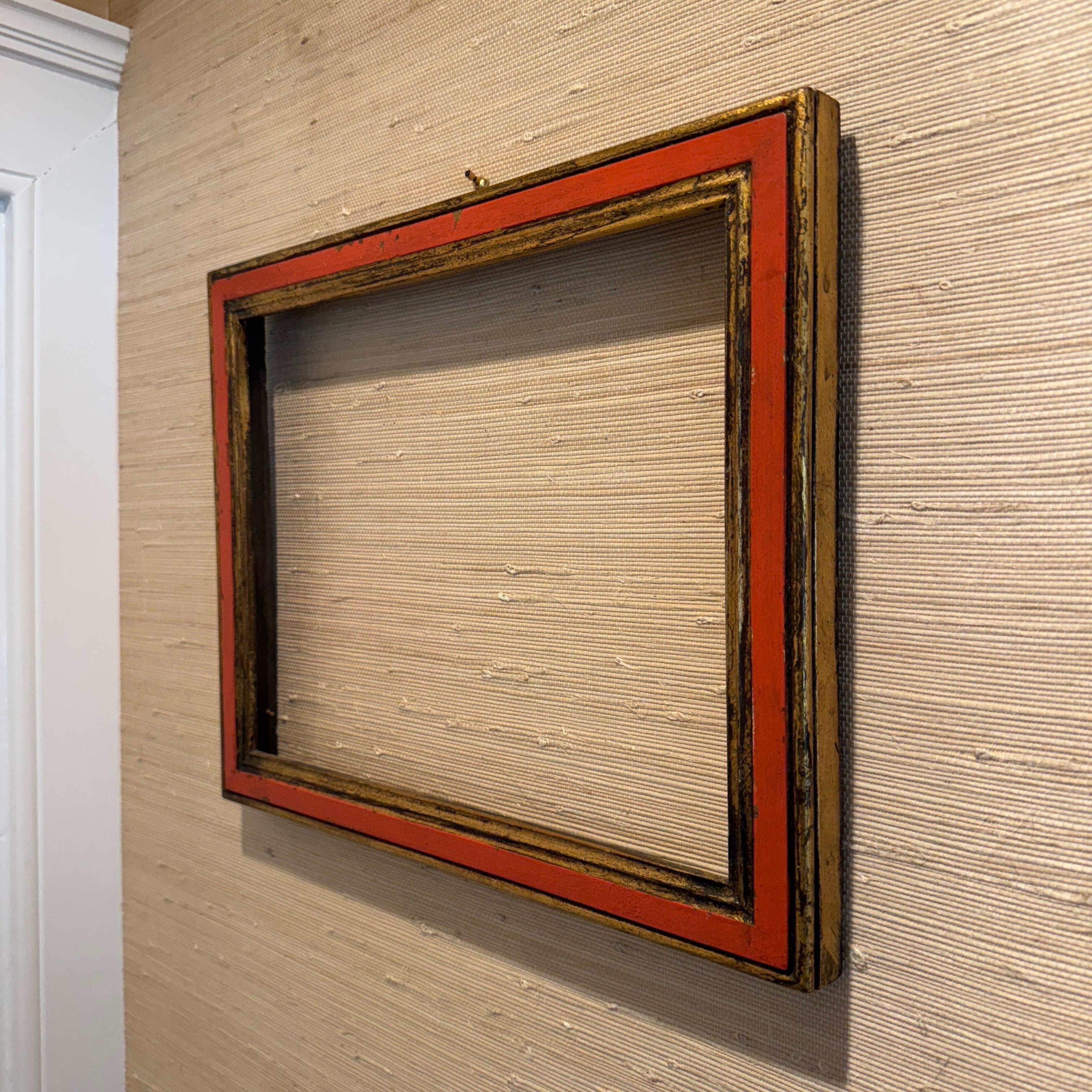 Italienisch Florentine Orange Gold vergoldet Holz Kunstrahmen CIRCA 1950's 10