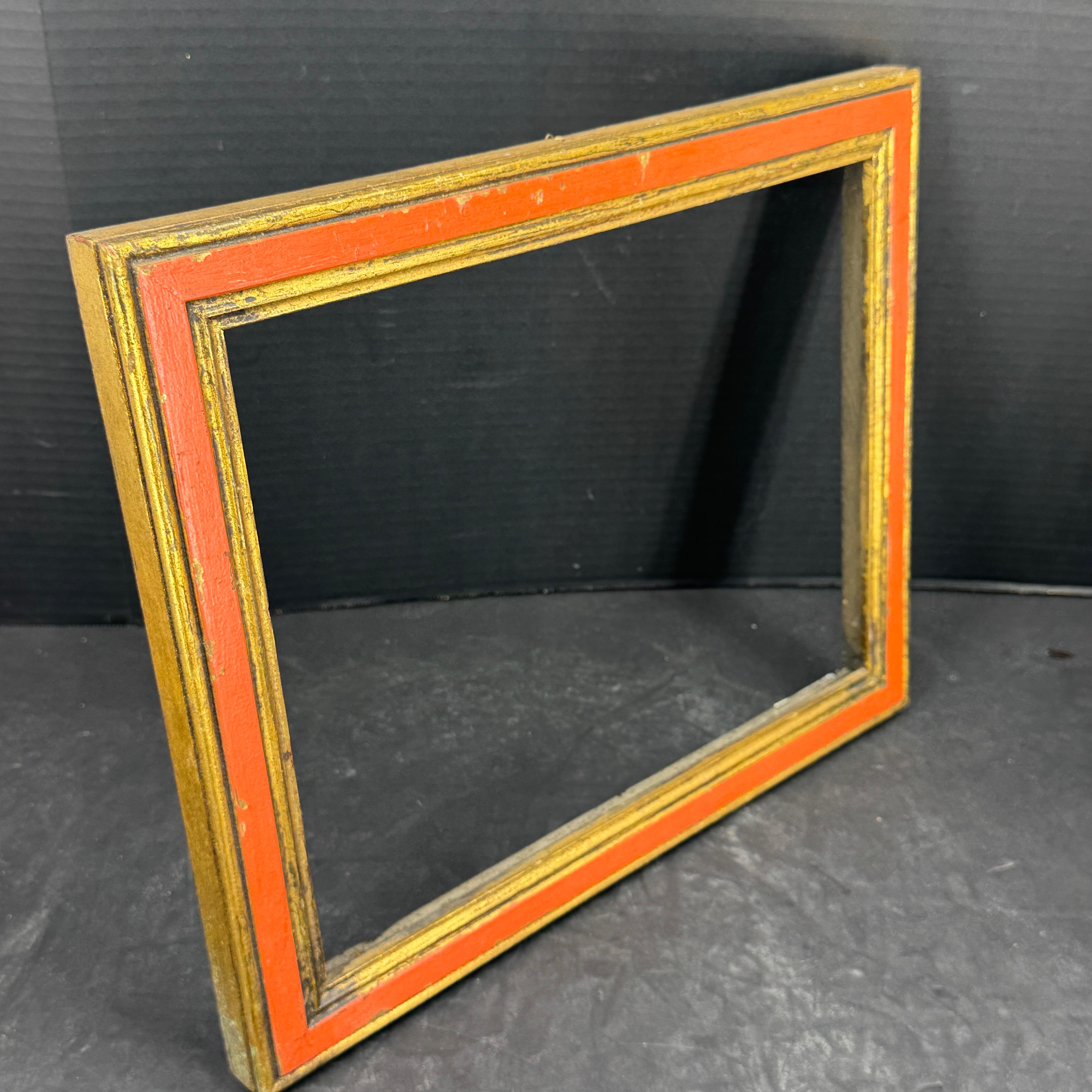 Italienisch Florentine Orange Gold vergoldet Holz Kunstrahmen CIRCA 1950's (Handgefertigt)