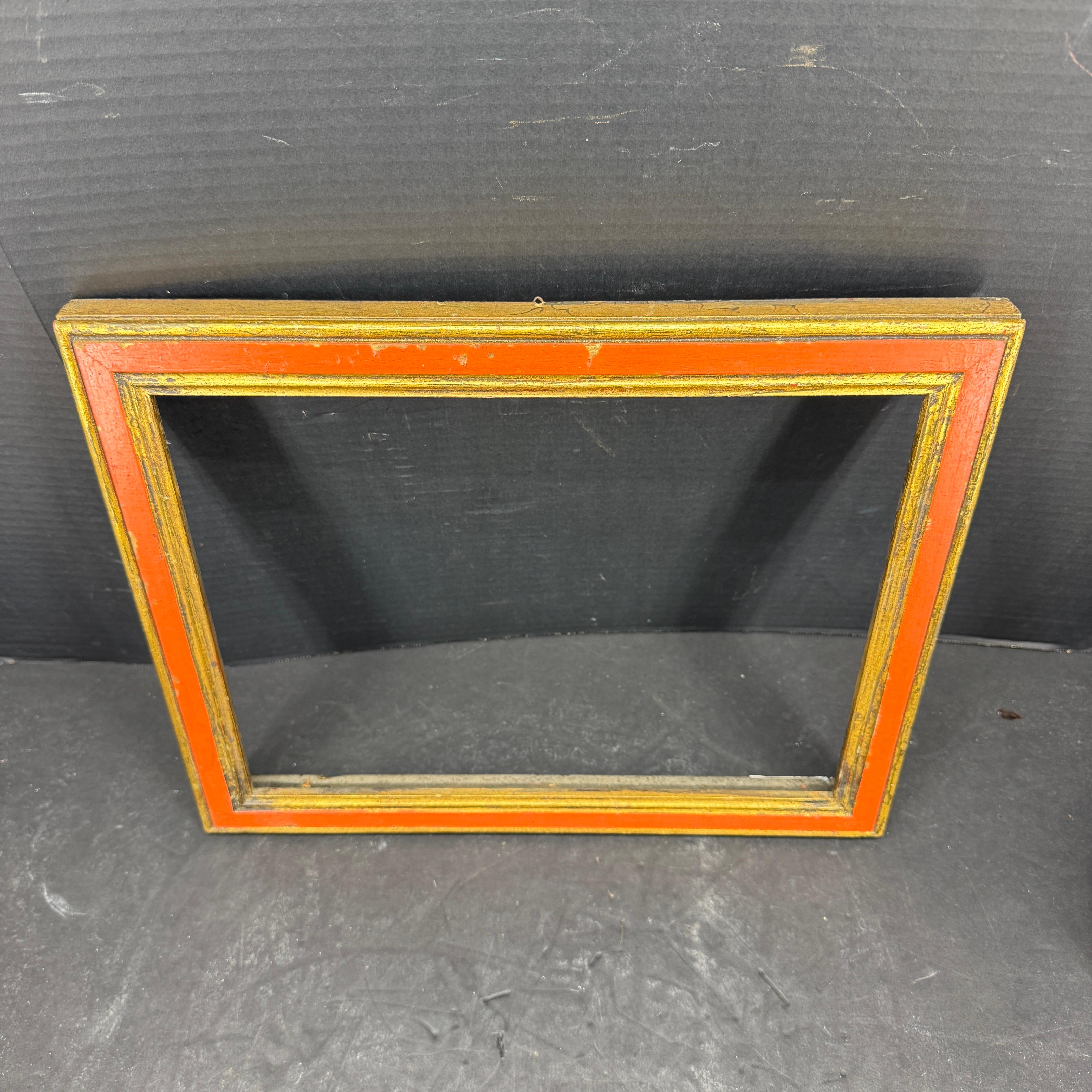 Italienisch Florentine Orange Gold vergoldet Holz Kunstrahmen CIRCA 1950's im Zustand „Gut“ in Haddonfield, NJ